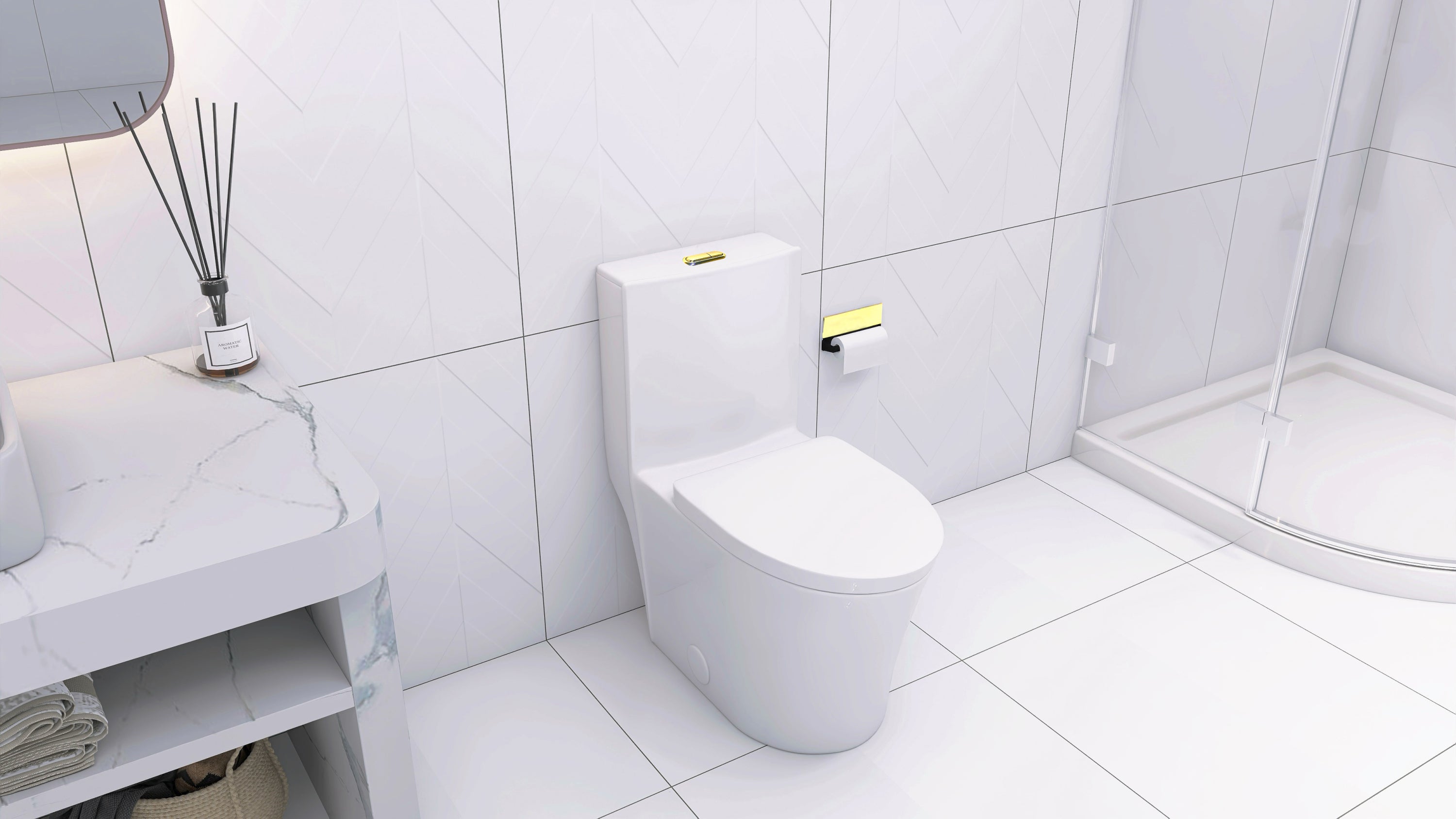 Elongated One Piece Toilet White