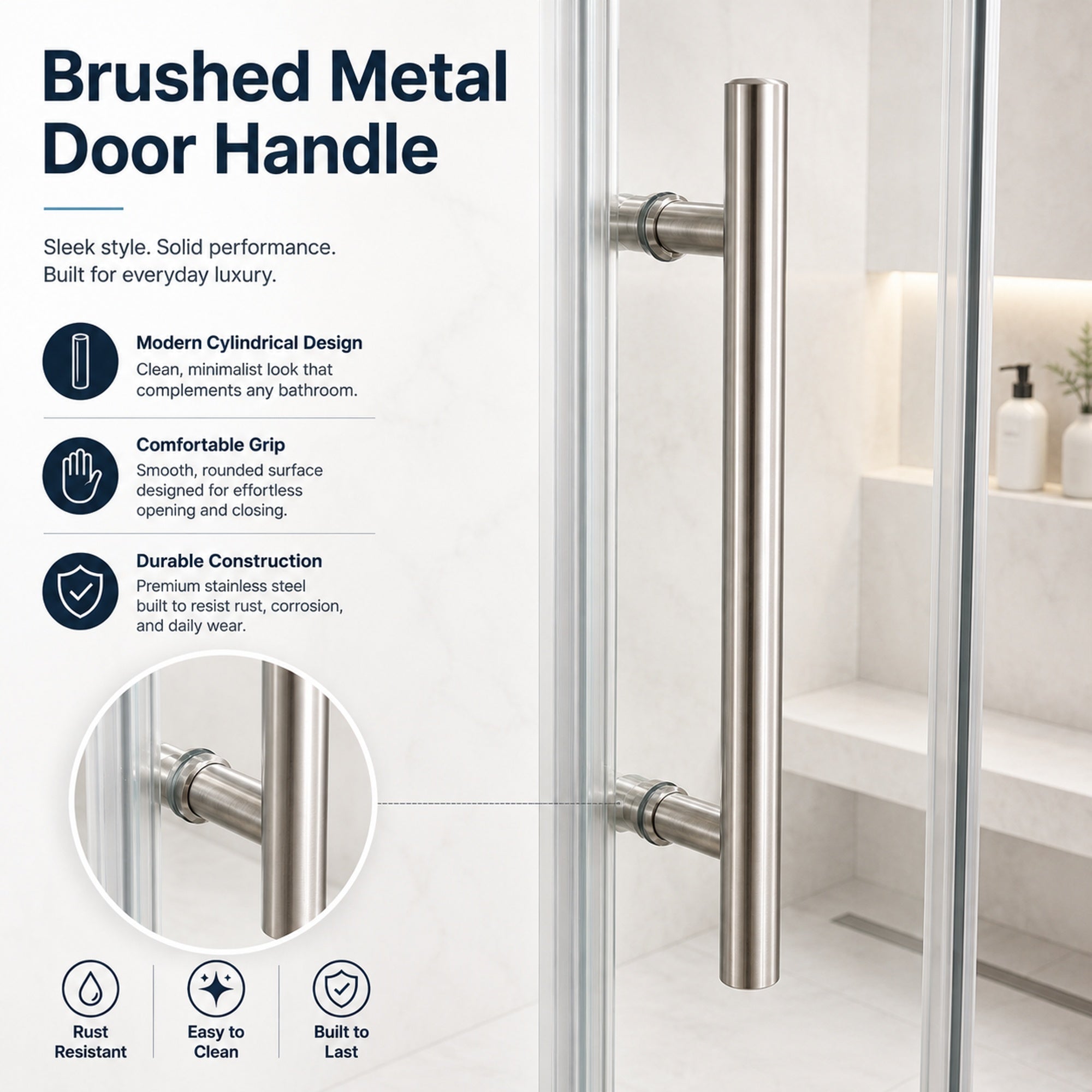 60 x 73 in Soft-Closing Sliding Shower Door - 60 x 73 in / Brushed Chrome view 6