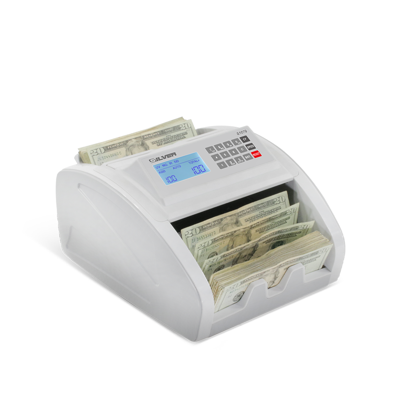 AccuBANKER S1070 portable bill counter side view