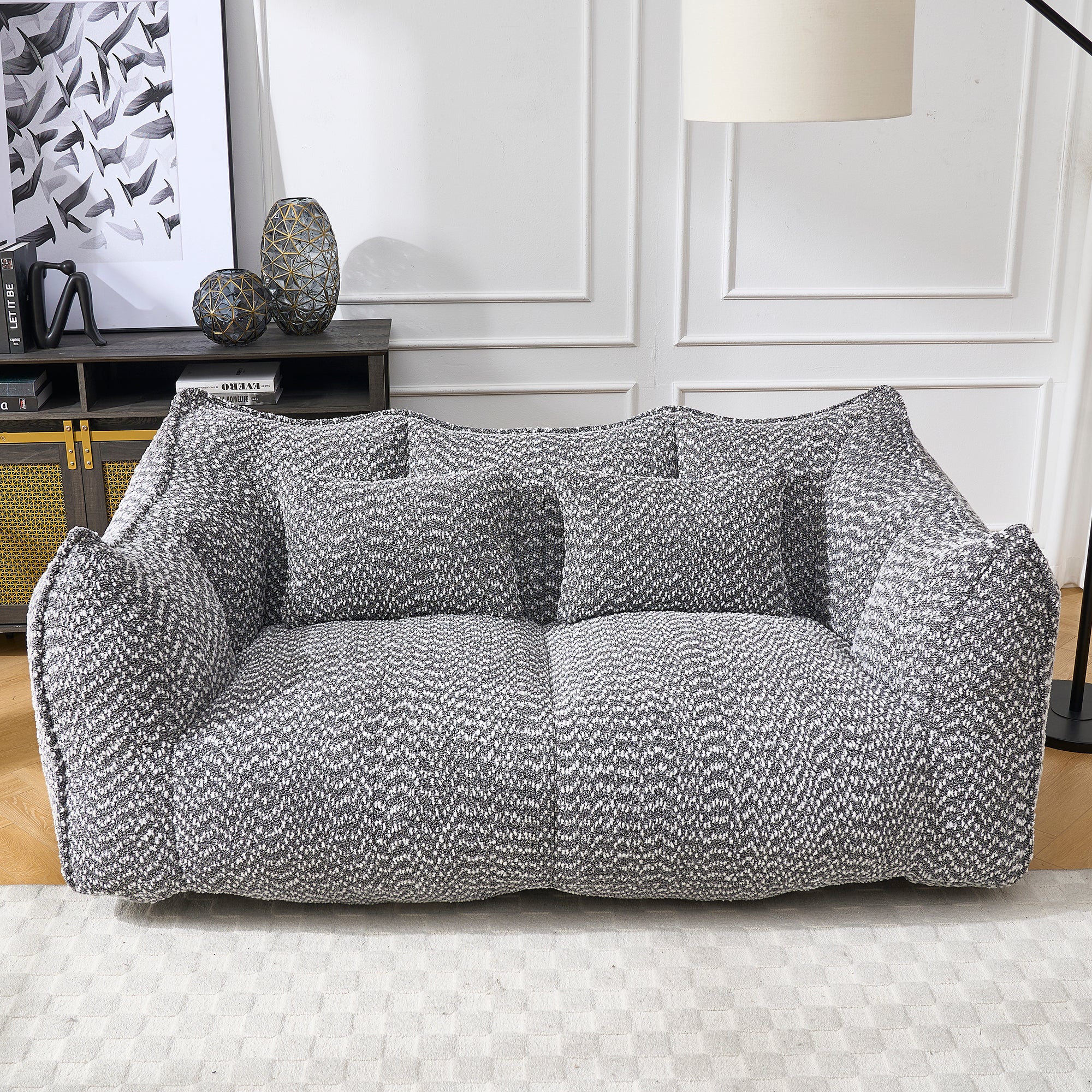 Square recliner beanbag chair detail view