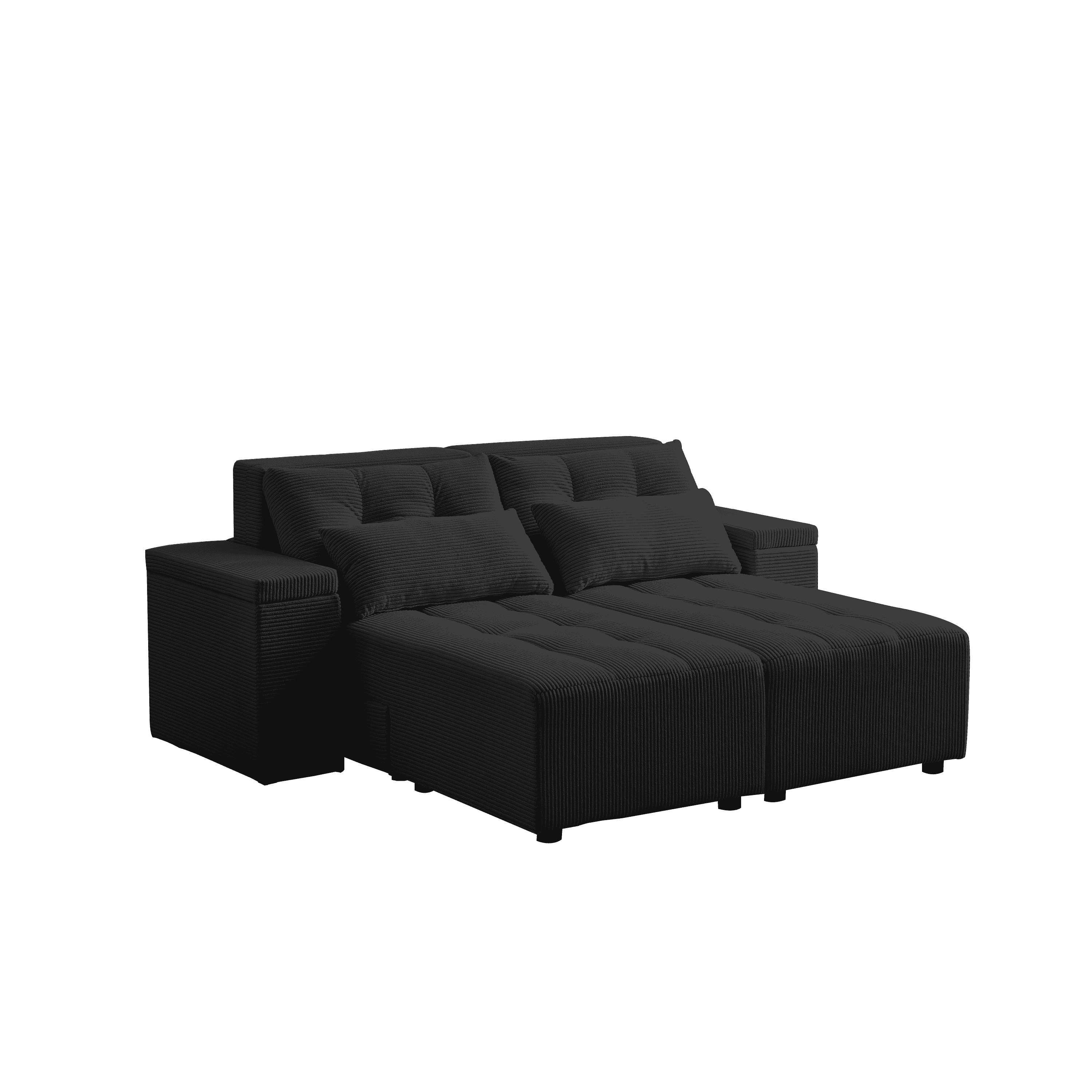 Convertible 3 in 1 Sleeper Sofa and Sectional Sofa with 4 Storage Space for Living Room,Corduroy Couch With 4 pillows,Corduroy