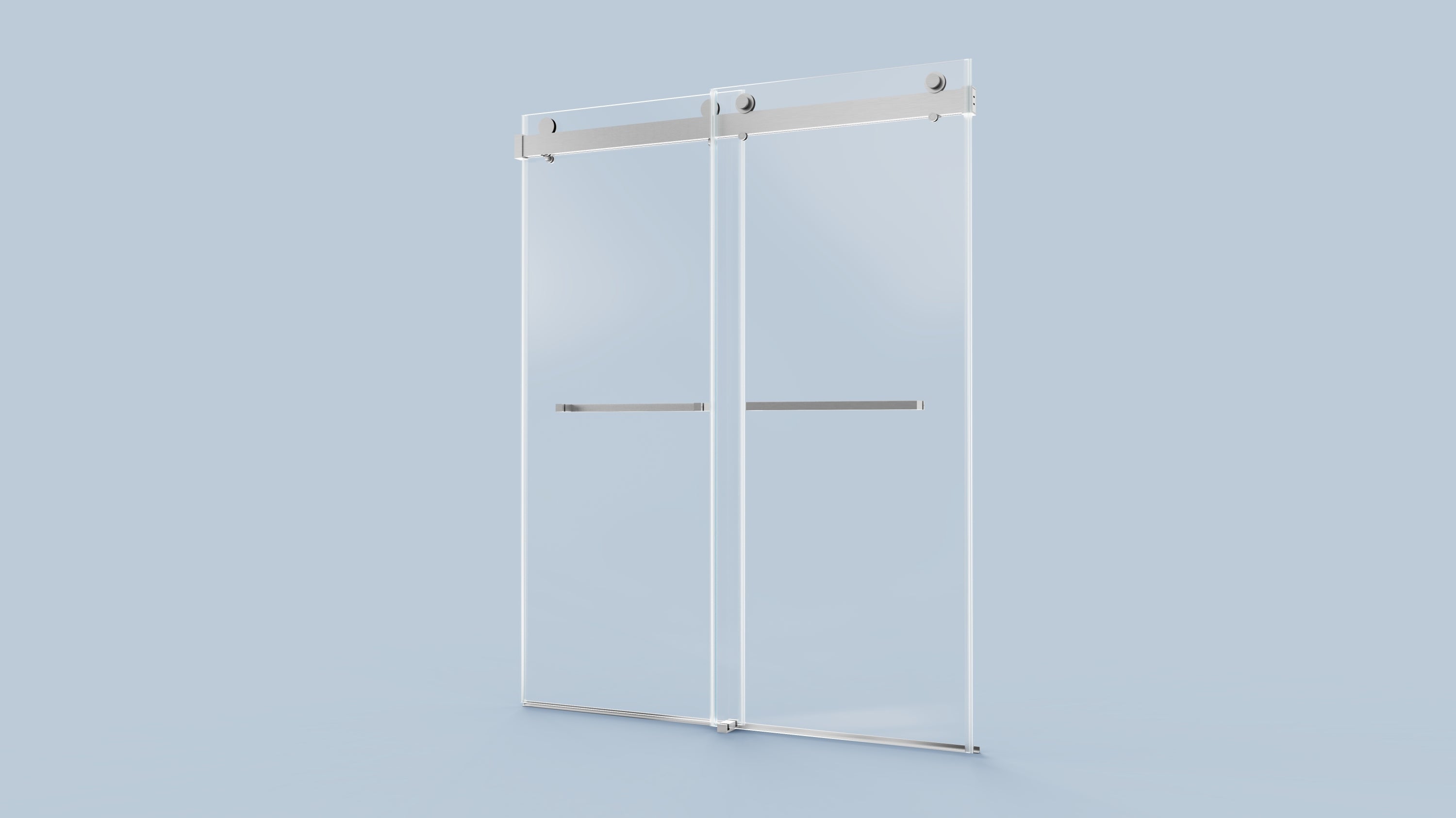 56-60 inches W *76 inches H  Frameless Double Sliding Soft-Close Shower Door in Brushed Nickel,3/8 inches (10mm) Thick SGCC Tempered Glass  Door with Explosion Proof Film(ED)