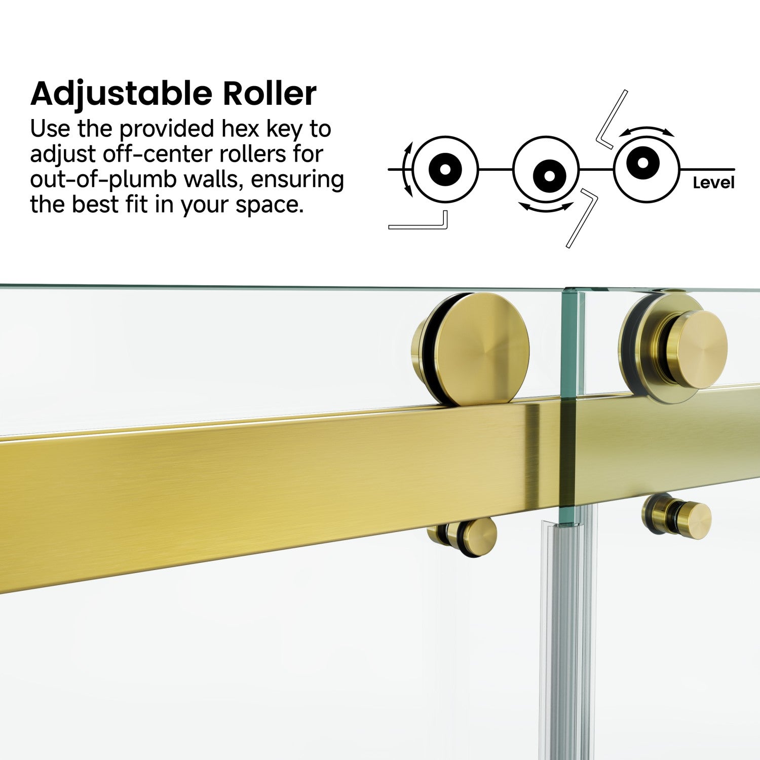66 x 76 in Frameless Double Sliding Shower Door - 66 x 76 in / Brushed Gold view 6
