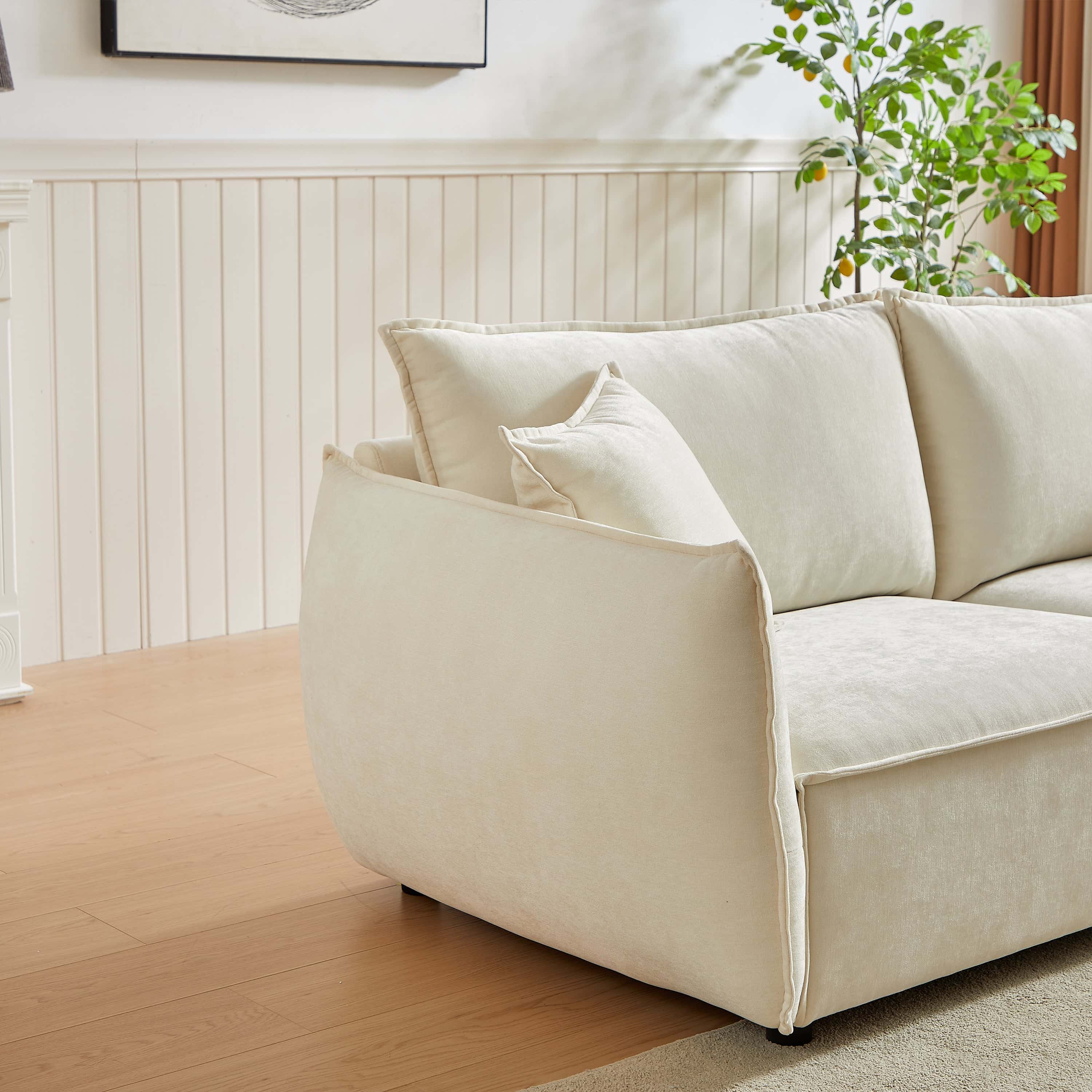 MH88" Modern Living Room Sectional, Wide Living Room Sectional, Stylish chenille Triple Sectional with Extra 2 Pillows, Thickly Padded Seat and Back and Armrests for Apartment, Living Room
