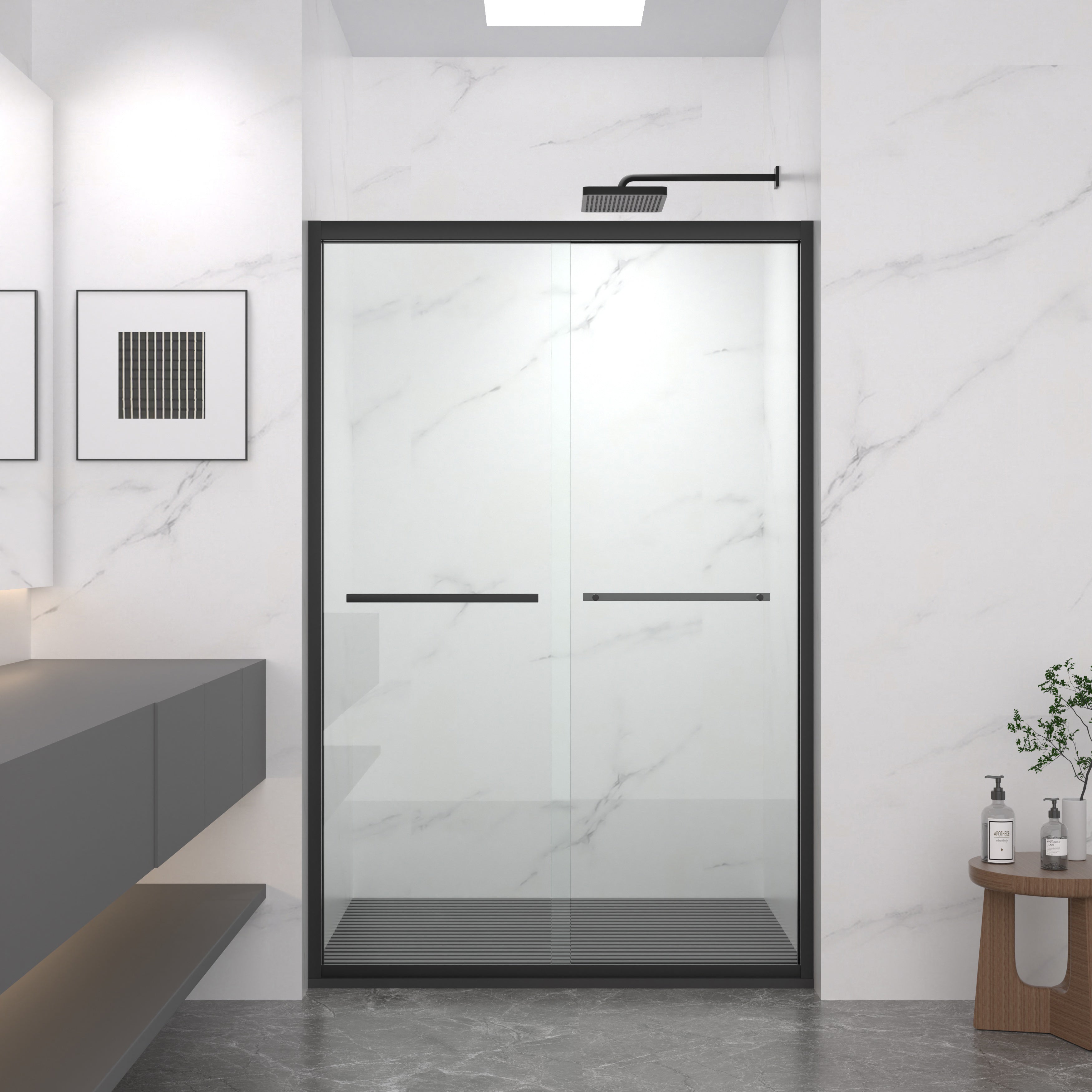 44-48 x 72 in Matte Black Bypass Shower Door - 44-48 x 72 in / Matte Black view 1