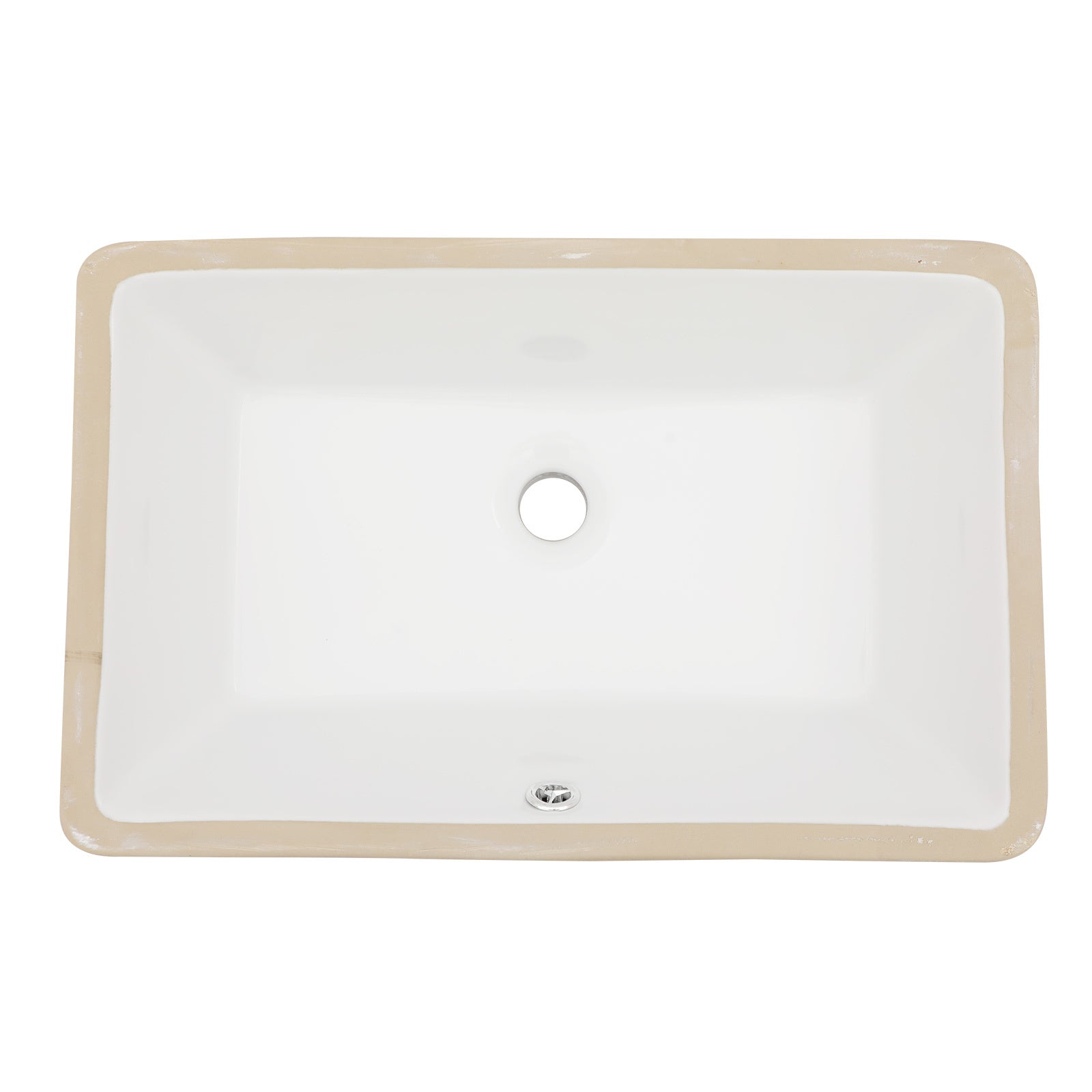 21"x13" White Ceramic Rectangular Undermount Bathroom Sink with Overflow