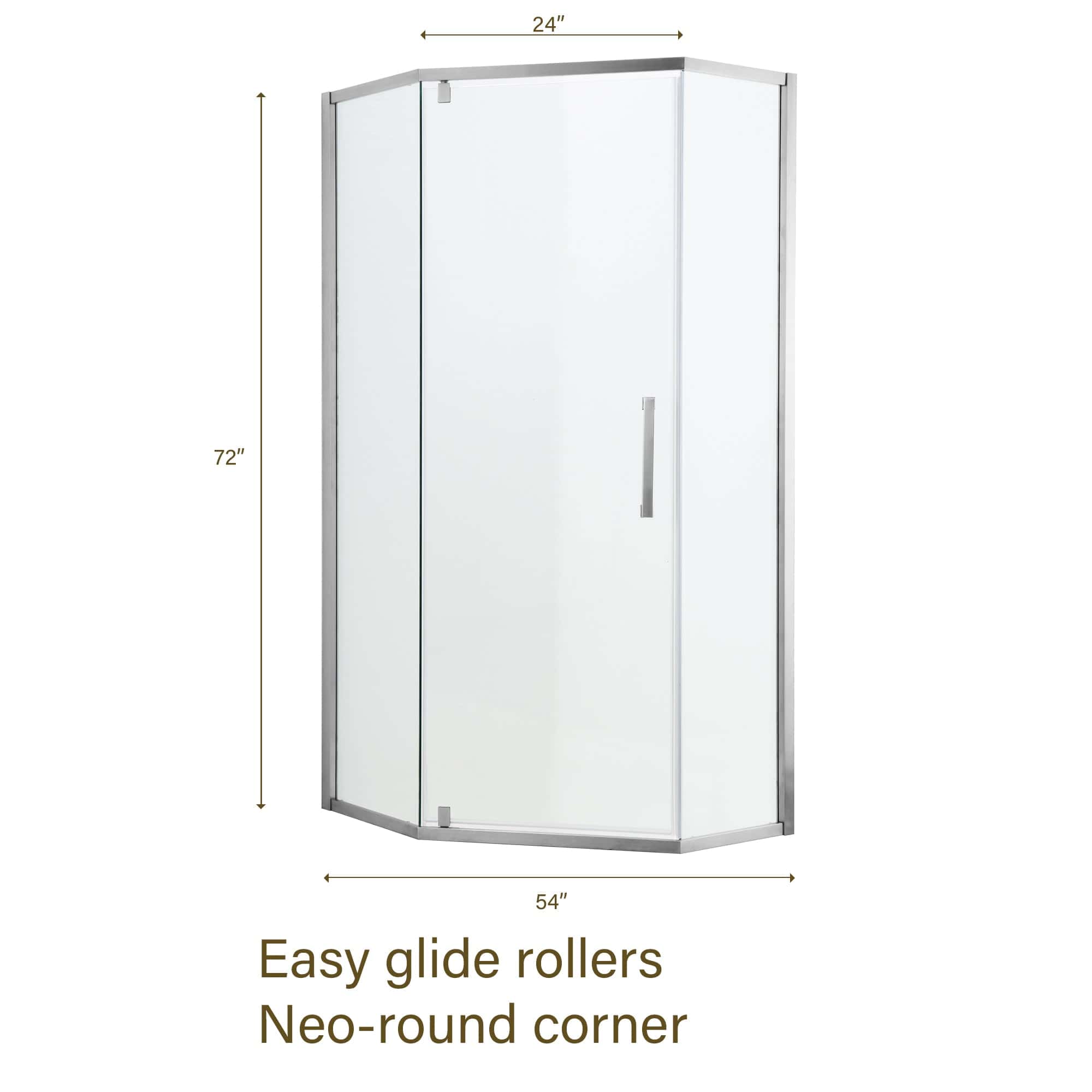 Shower Door 34-1/8"W x 72"H Semi-Frameless Neo-Angle Hinged Shower Enclosure, Chrome