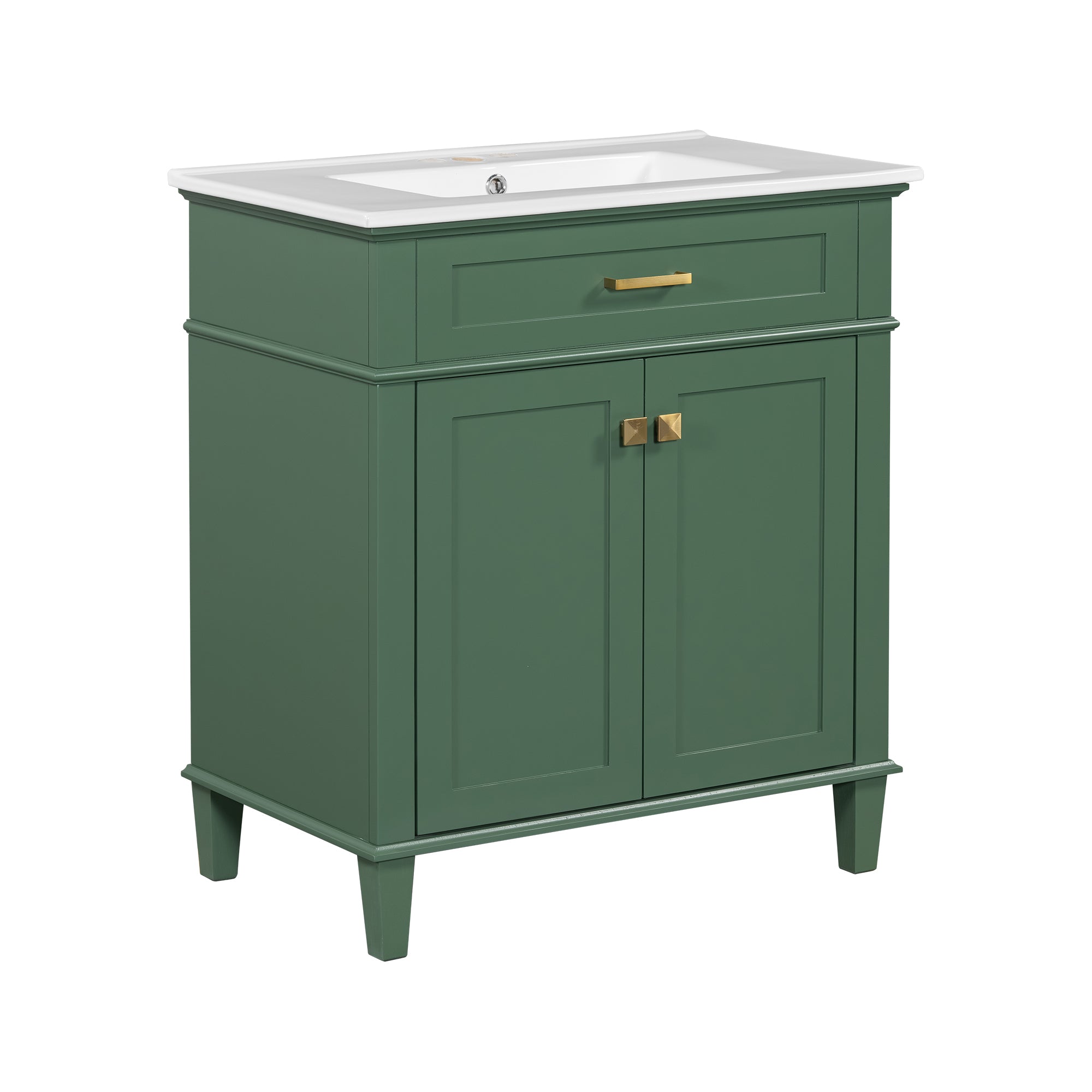 30-inch bathroom vanity with ceramic basin,  soft close door and adjustable shelves