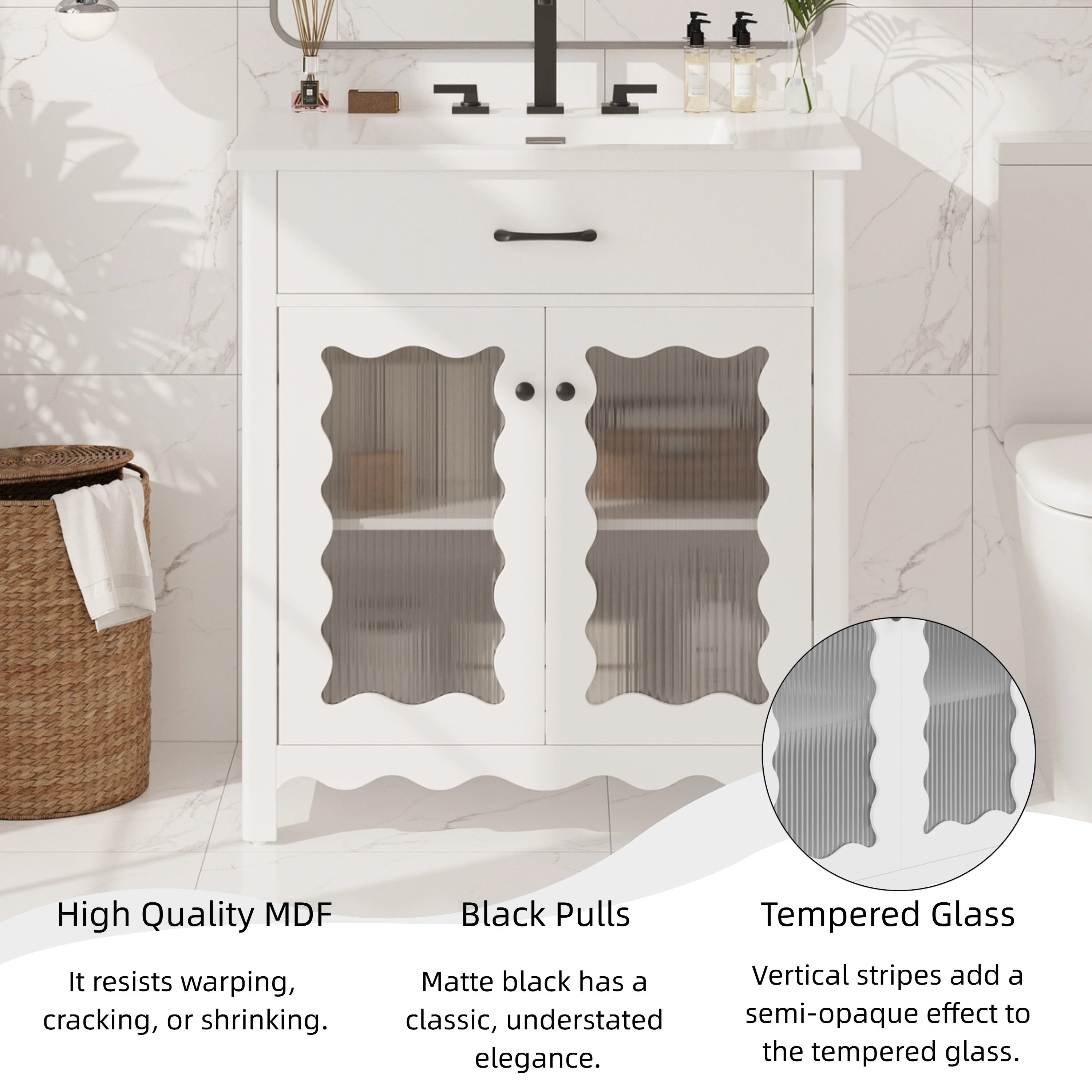 30 inch white bathroom vanity detail view 8
