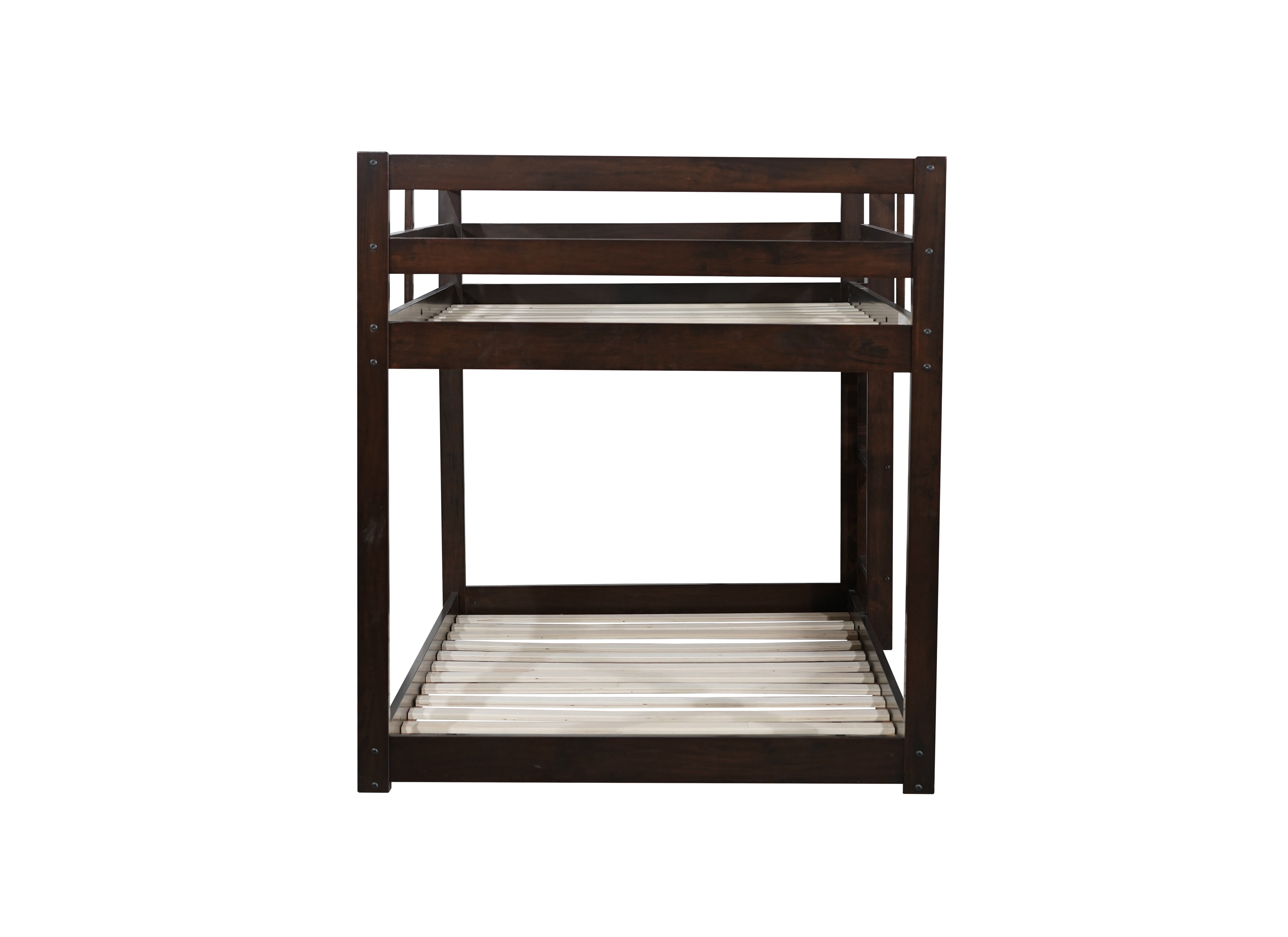 Solid wood twin bunk bed espresso finish, ladder detail
