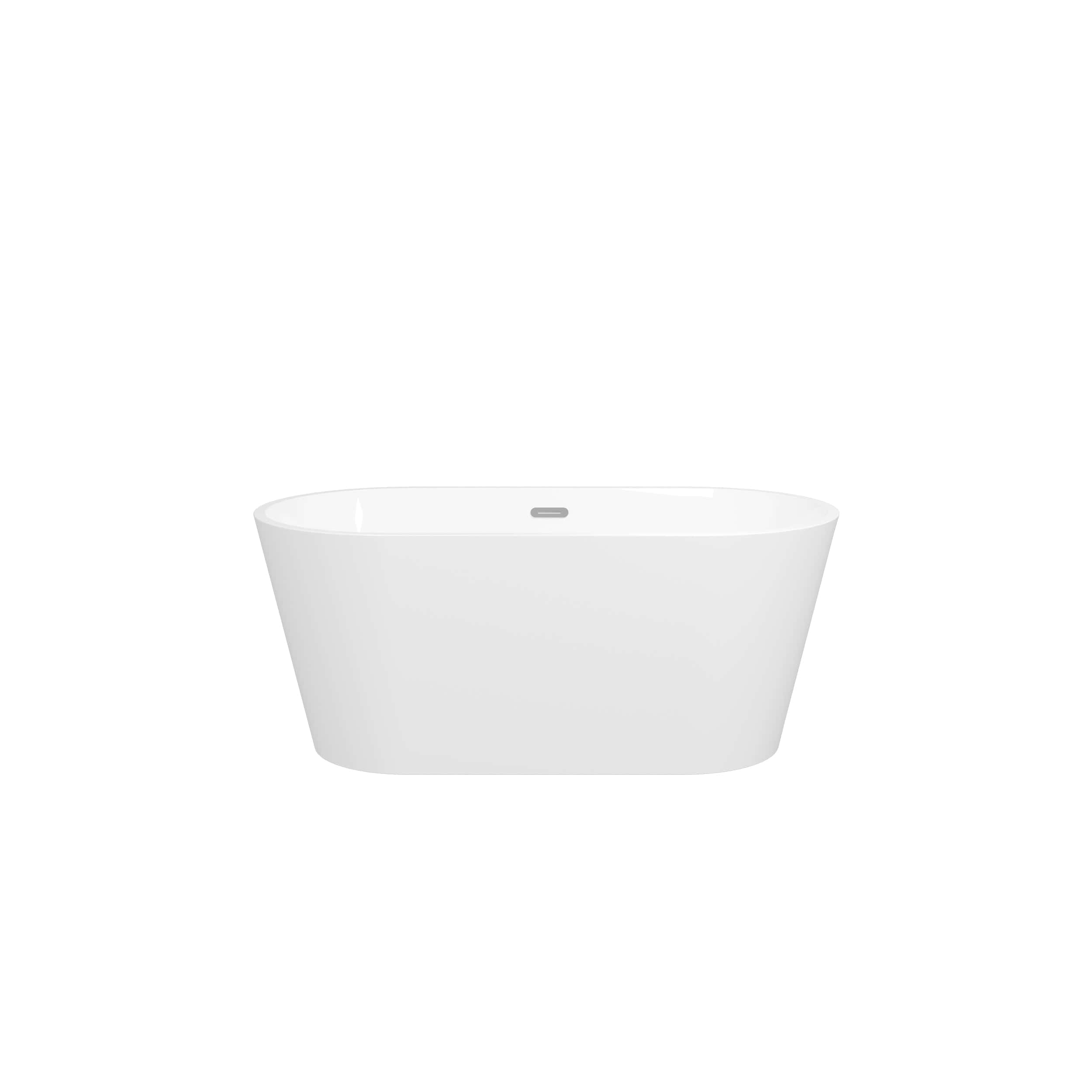 59" Acrylic Freestanding Bathtub, Modern & Contemporary Design Soaking Tub with Toe-tap Drain in Chrome and Classic Slotted Overflow, Glossy White, cUPC Certified, 02136