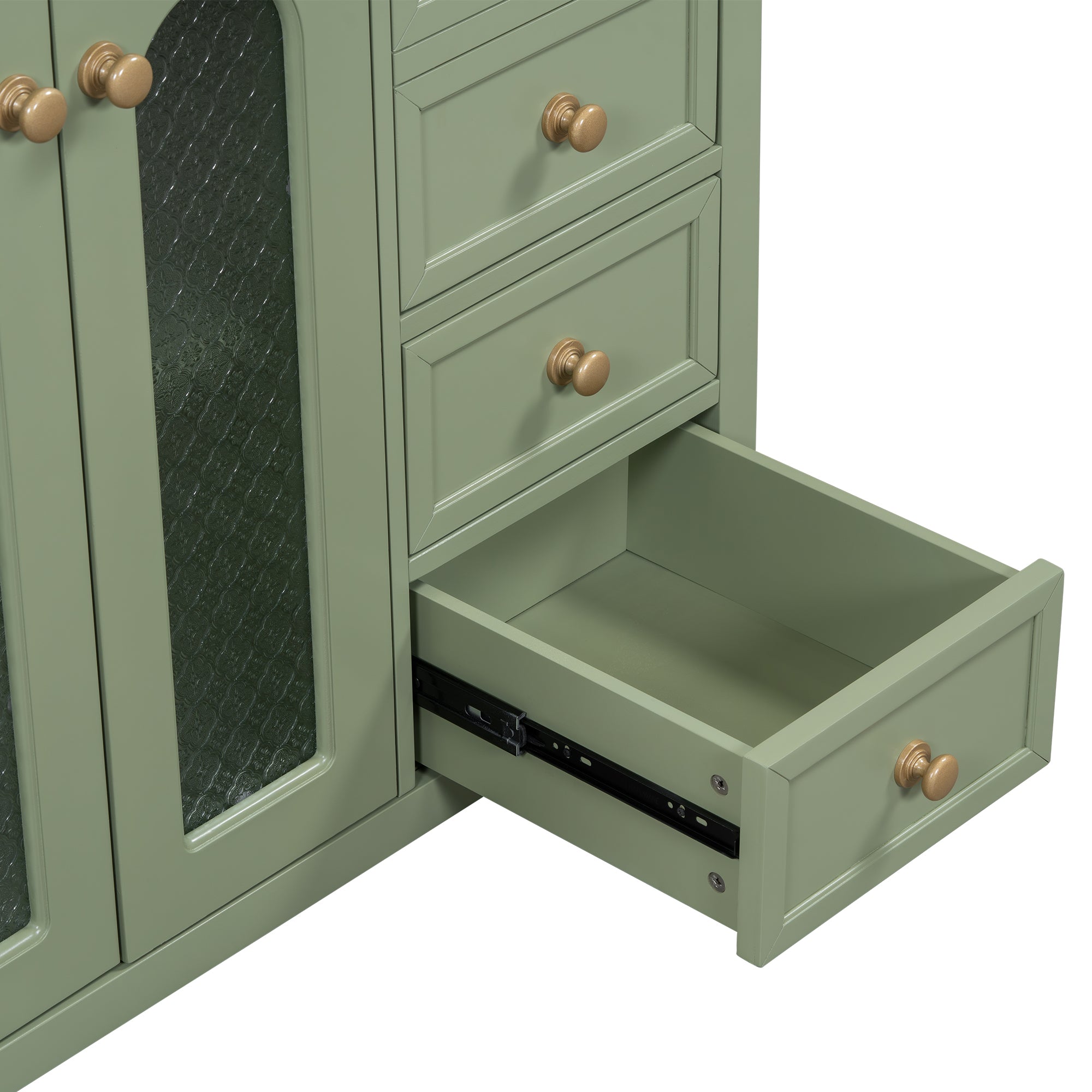 36-inch bathroom vanity with two soft close doors, adjustable shelves and three drawers