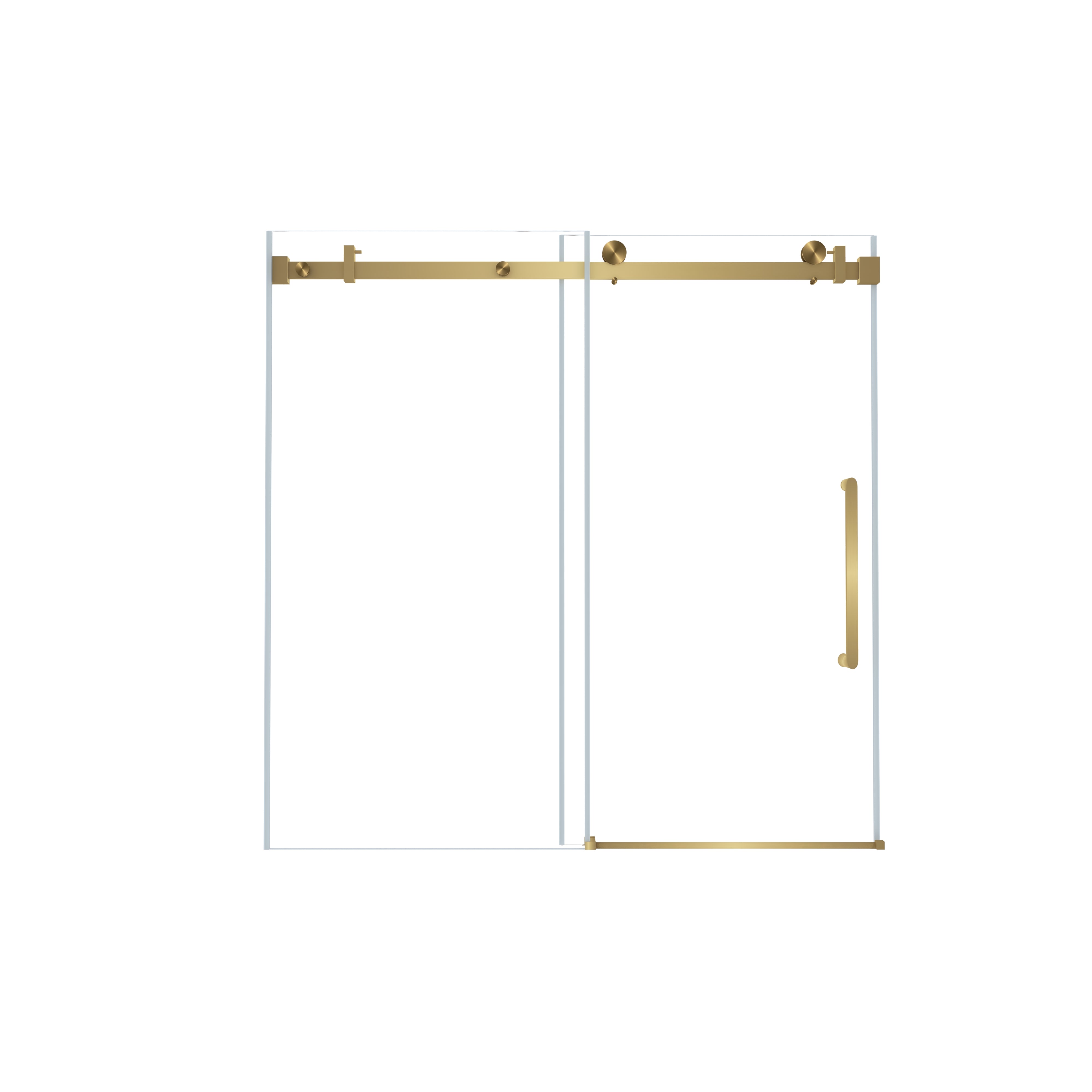 56-60 x 60 in Frameless Single Sliding Square-Tube Tub Door - 56-60 x 60 in / Brushed Gold / Square Tube view 10