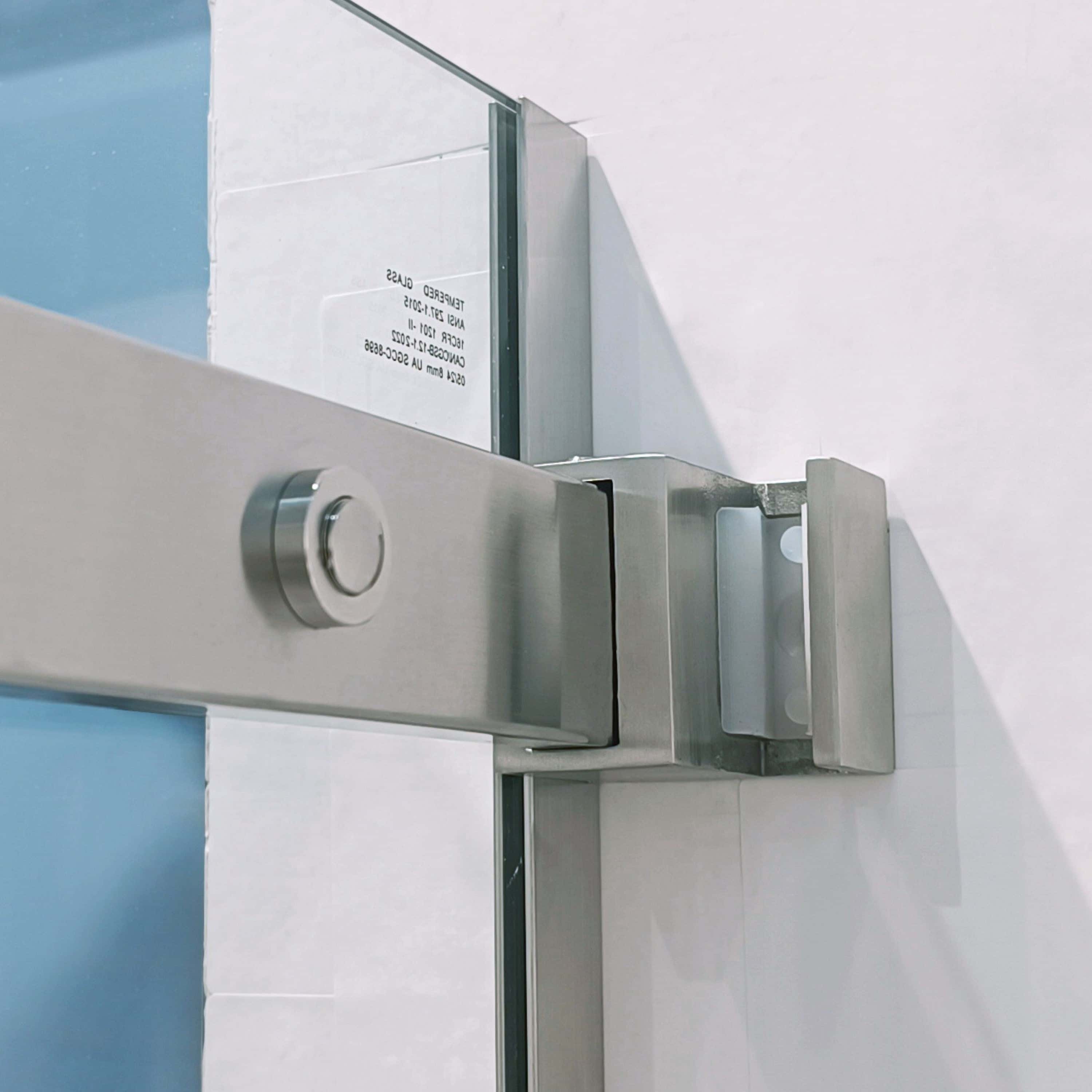 56-60"W x 75"H Semi-Frame Single Sliding Shower Door, 304 Stainless Steel in Brushed Nickel, 5/16" (8mm) Thick SGCC Tempered Clear Glass.