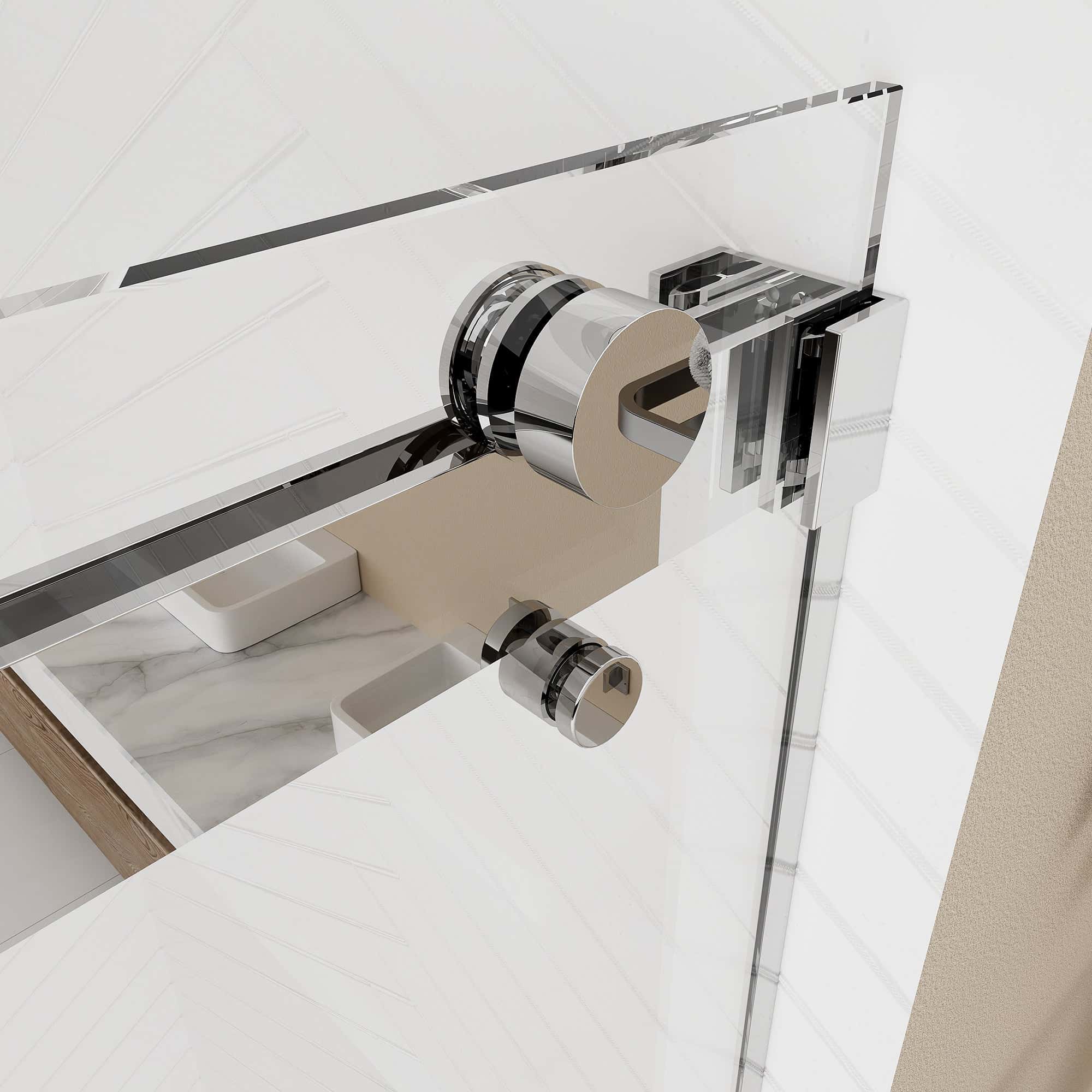 56-60"W × 76"H Double Sliding Frameless Shower Door With 3/8 inches (10mm) Clear Tempered Glass, Chrome Finish