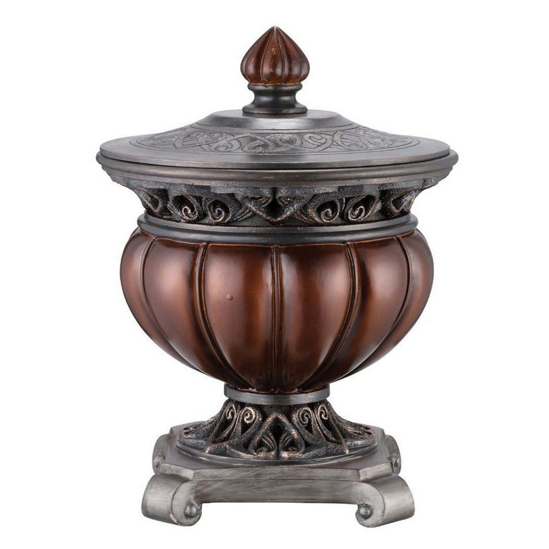 12" Tall Polyresin Decorative Jewelry Box, Bronze Roman design