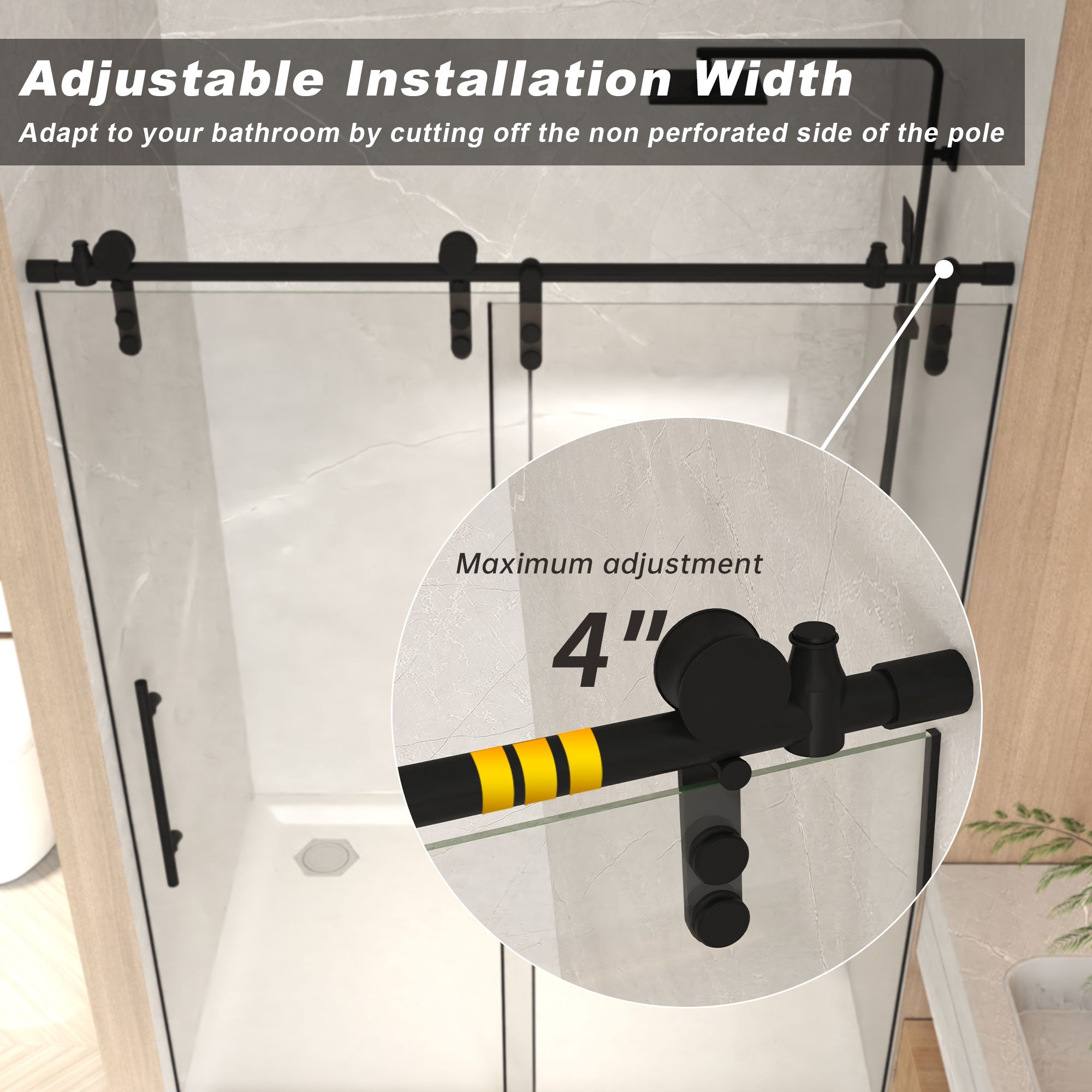 44-54 x 76 in Frameless Sliding Shower Door view 6