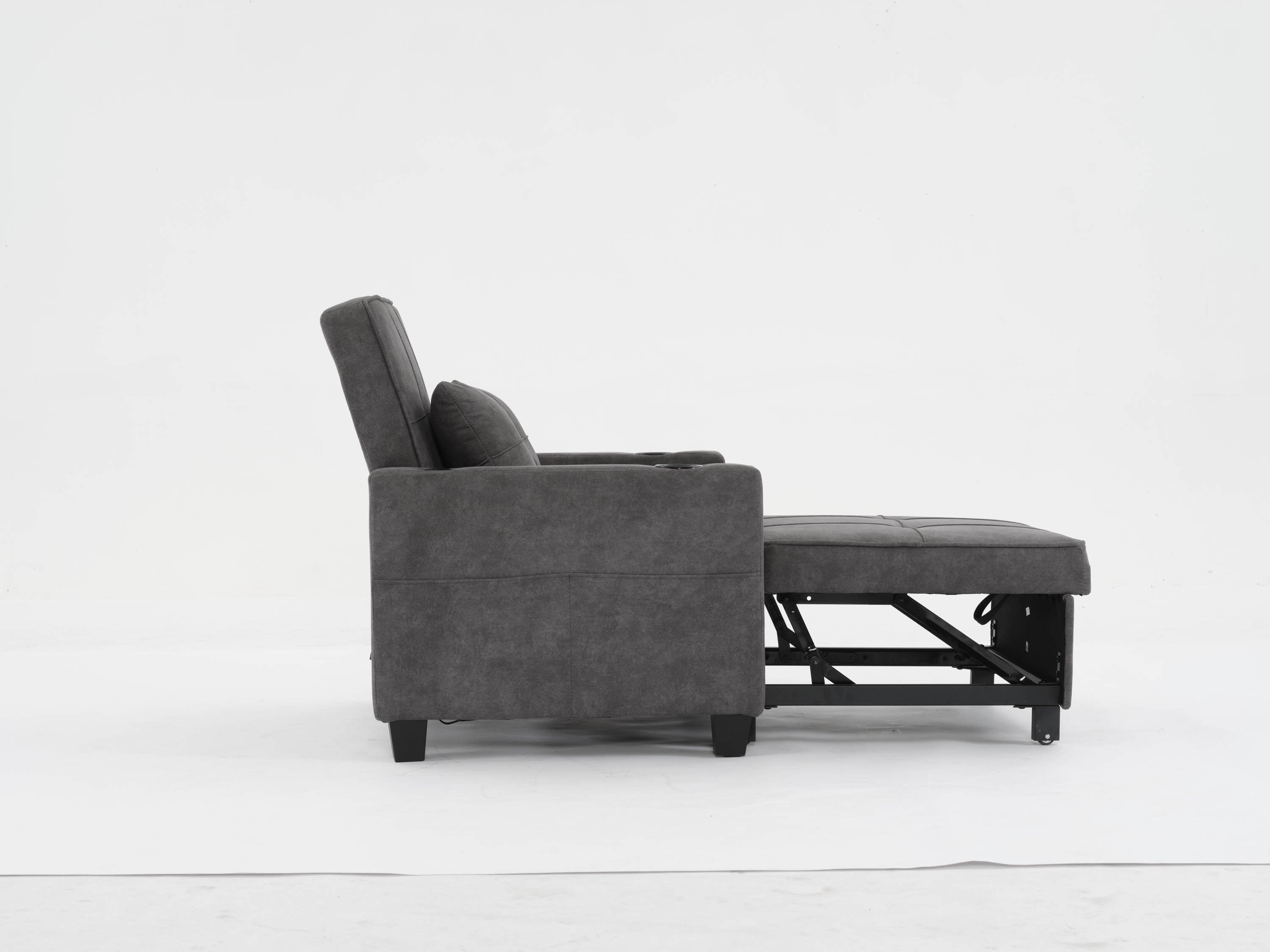 Futon Chair Bed Convertible Chair 3-in-1 Pull Out Sleeper Chair Beds with USB Ports,Wear-resistant and Anti-scratch, Armchair Bed Sleeper for Living Room (Dark Grey Scratch Cloth)