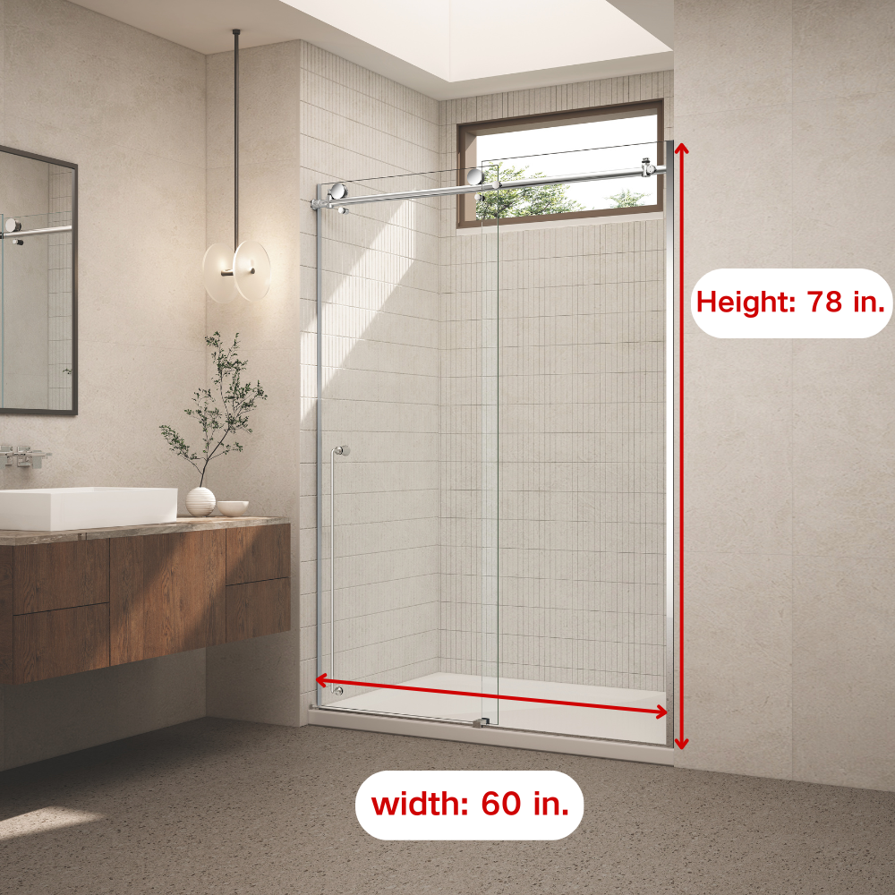 60 x 78 in Chrome Double Bypass Sliding Shower Door - 60 x 78 in / Chrome view 3