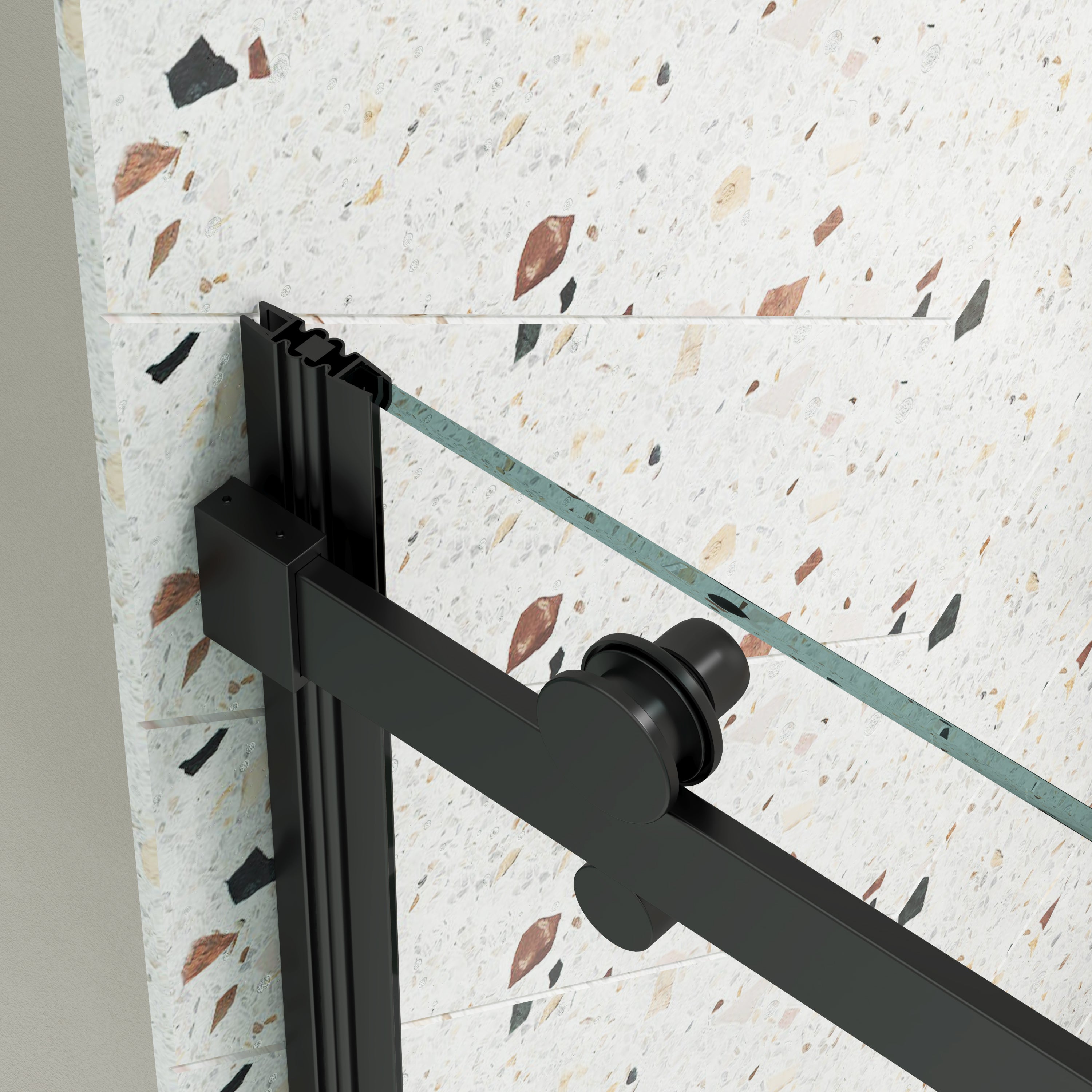 46-48 x 74 in Matte Black Sliding Shower Door - 46-48 x 74 in / Matte Black view 6