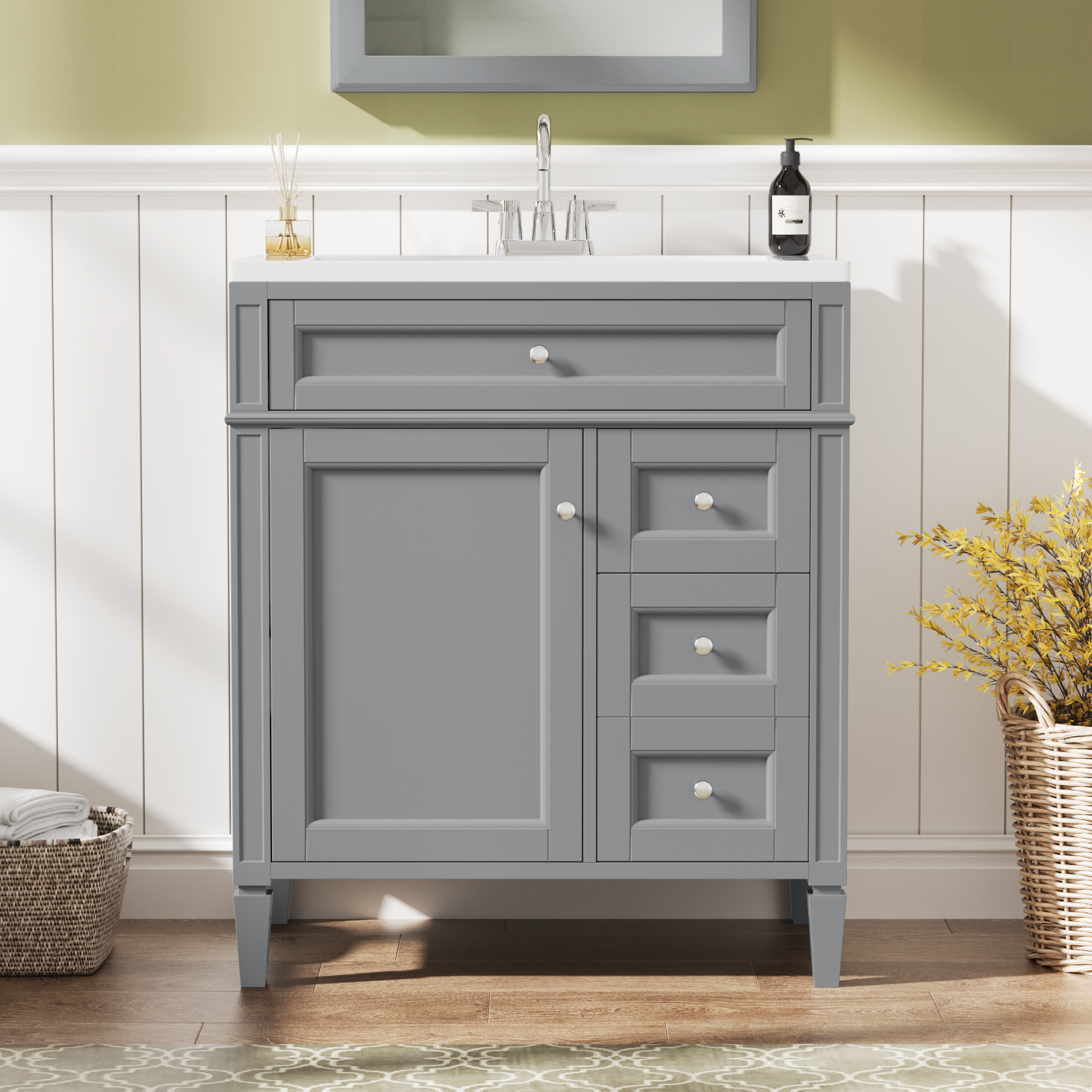 30-inch single-sink bathroom vanity cabinet detail view