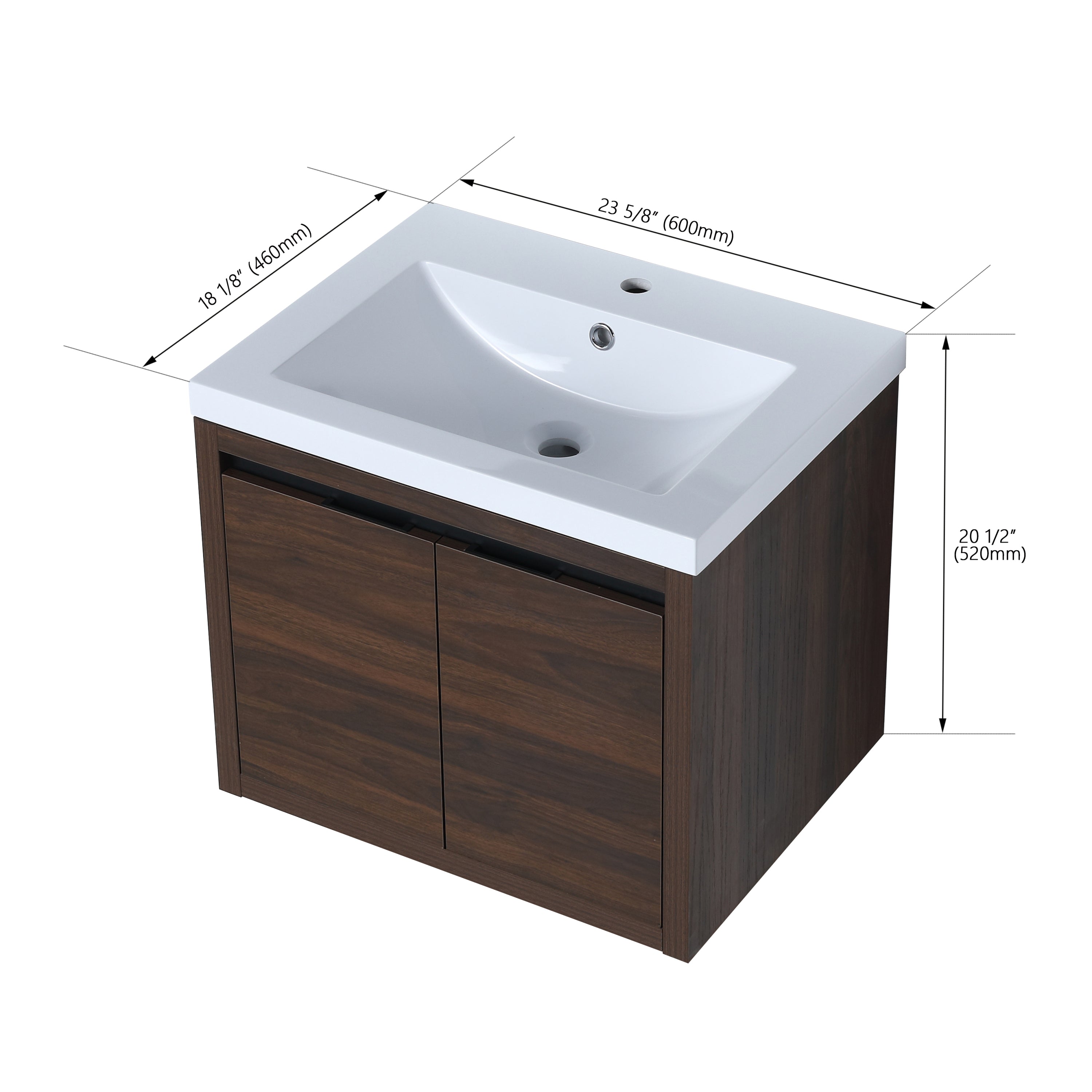 Bathroom Cabinet With Sink,Soft Close Doors,Float Mounting Design,24 Inch For Small Bathroom,24x18(KD-Packing),W128650530