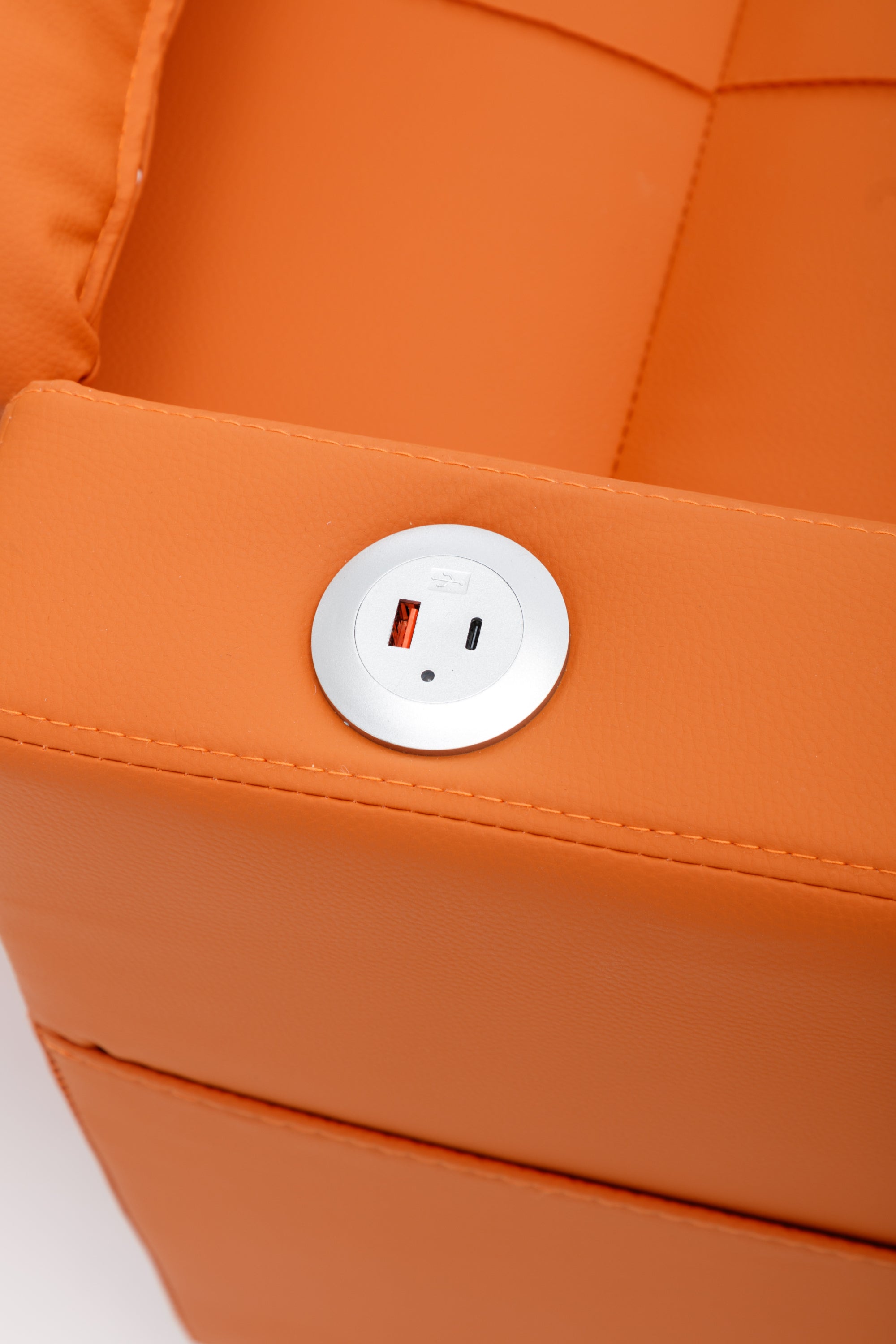 Futon Chair Bed Convertible Chair 3-in-1 Pull Out Sleeper Chair Beds with USB Ports,Wear-resistant and Anti-scratch, Armchair Bed Sleeper for Living Room (Orange Leather)