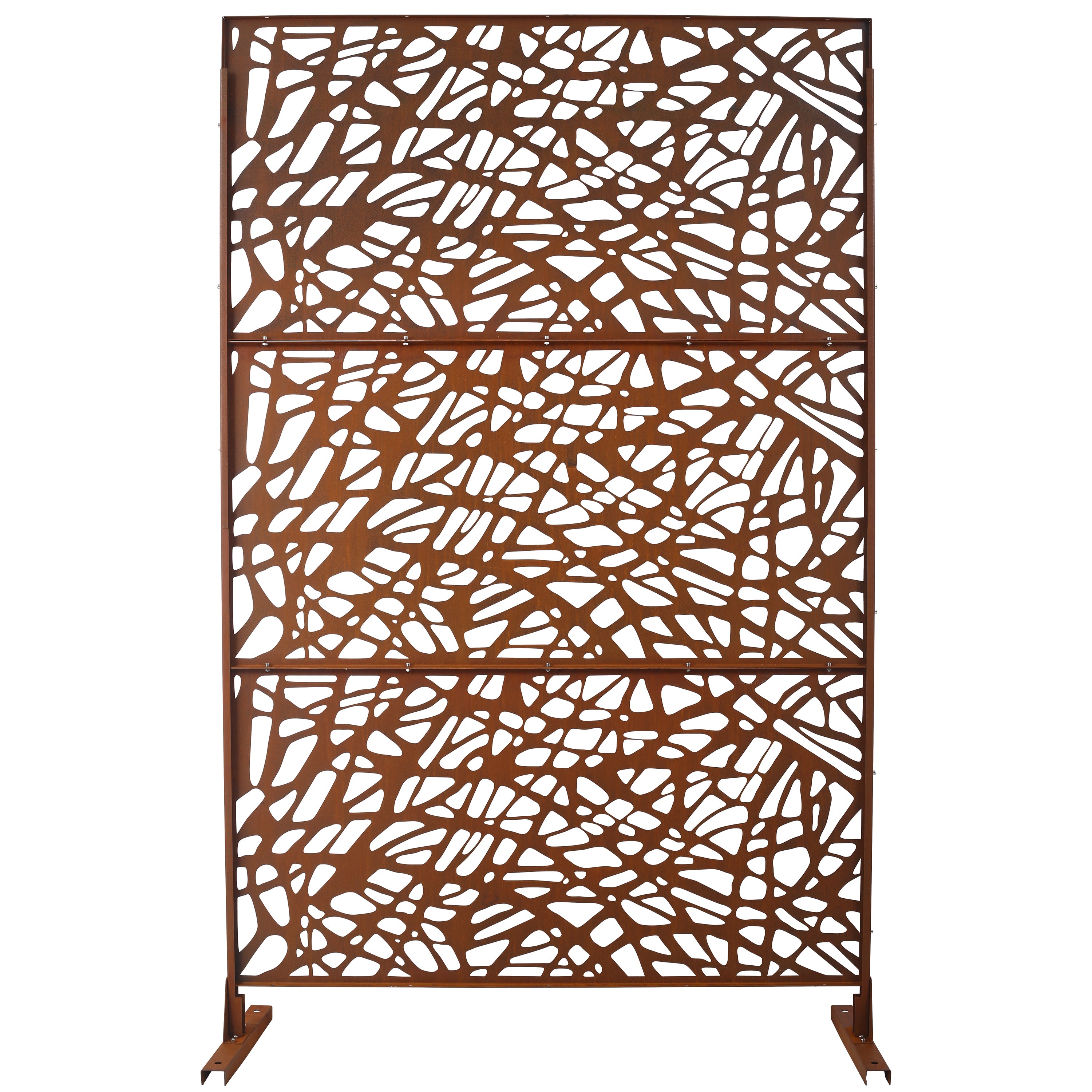Outdoor & Indoor Privacy Screen Metal Privacy Screen 76" H×48" W, Freestanding Decorative Privacy Screen for Deck Balcony Patio, Privacy Fence Panels for Outside Lawn Garden PS102 RUSTY
