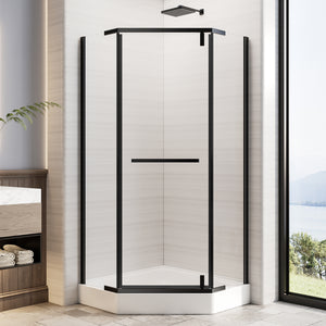 36 x 36 x 72 in Neo-Angle Shower Door - 36 x 36 x 72 in / Clear Glass / Black view 1