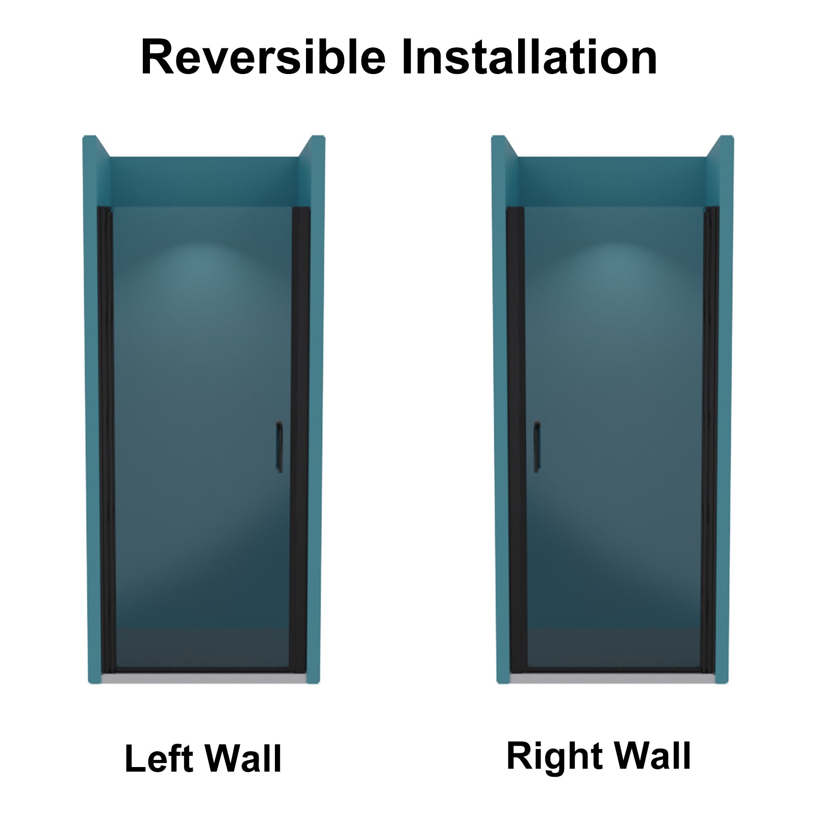 32 In. to 33-3/8 In. x 72 In Semi-Frameless Pivot Shower Door in Matte Black With Clear Glass