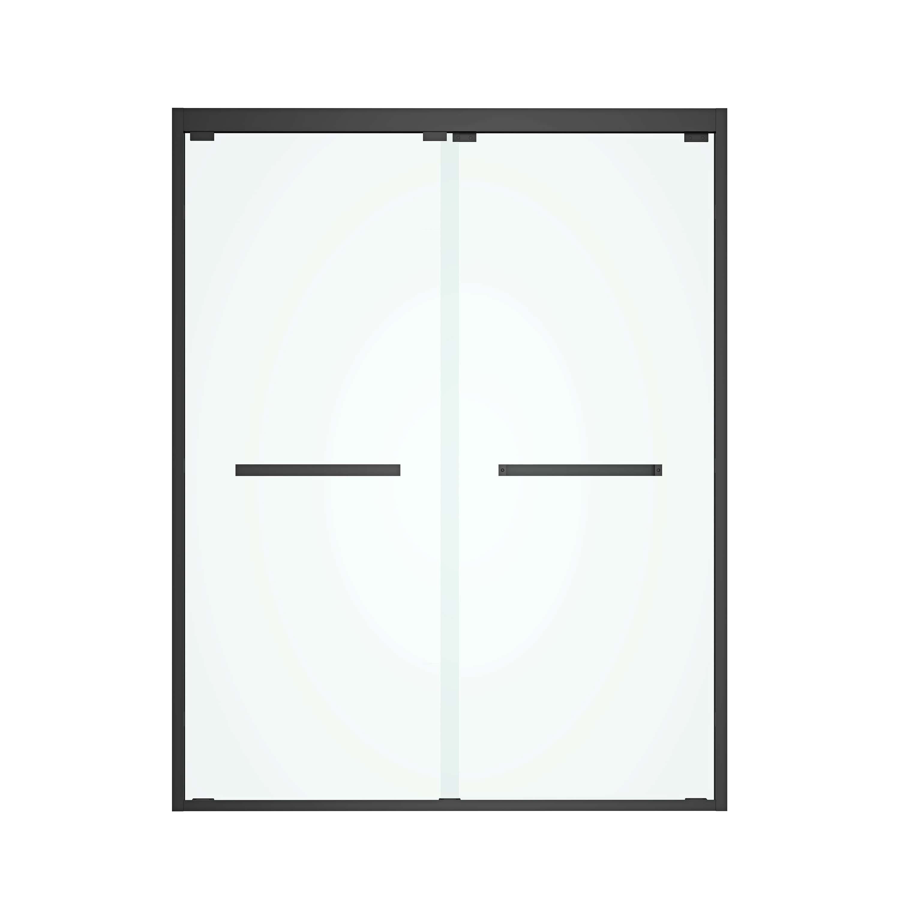 60"W x 76"H Sliding Framed Shower Door in Black Finish with Clear Glass