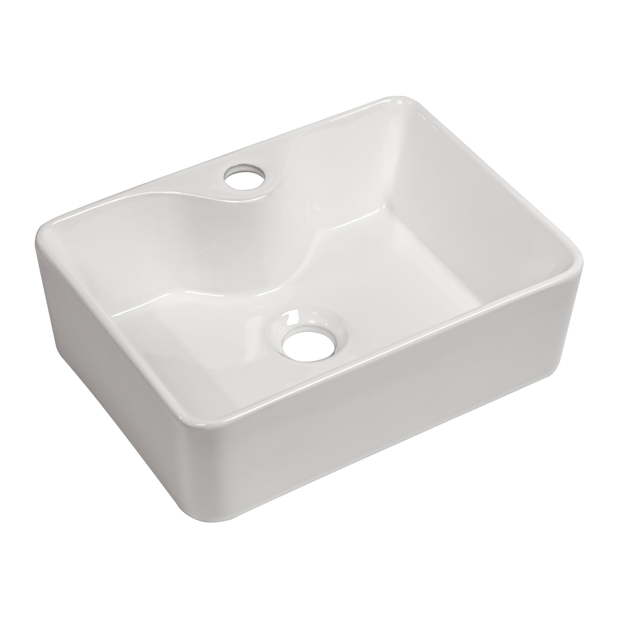 16"x12" White Ceramic Rectangular Vessel Bathroom Sink