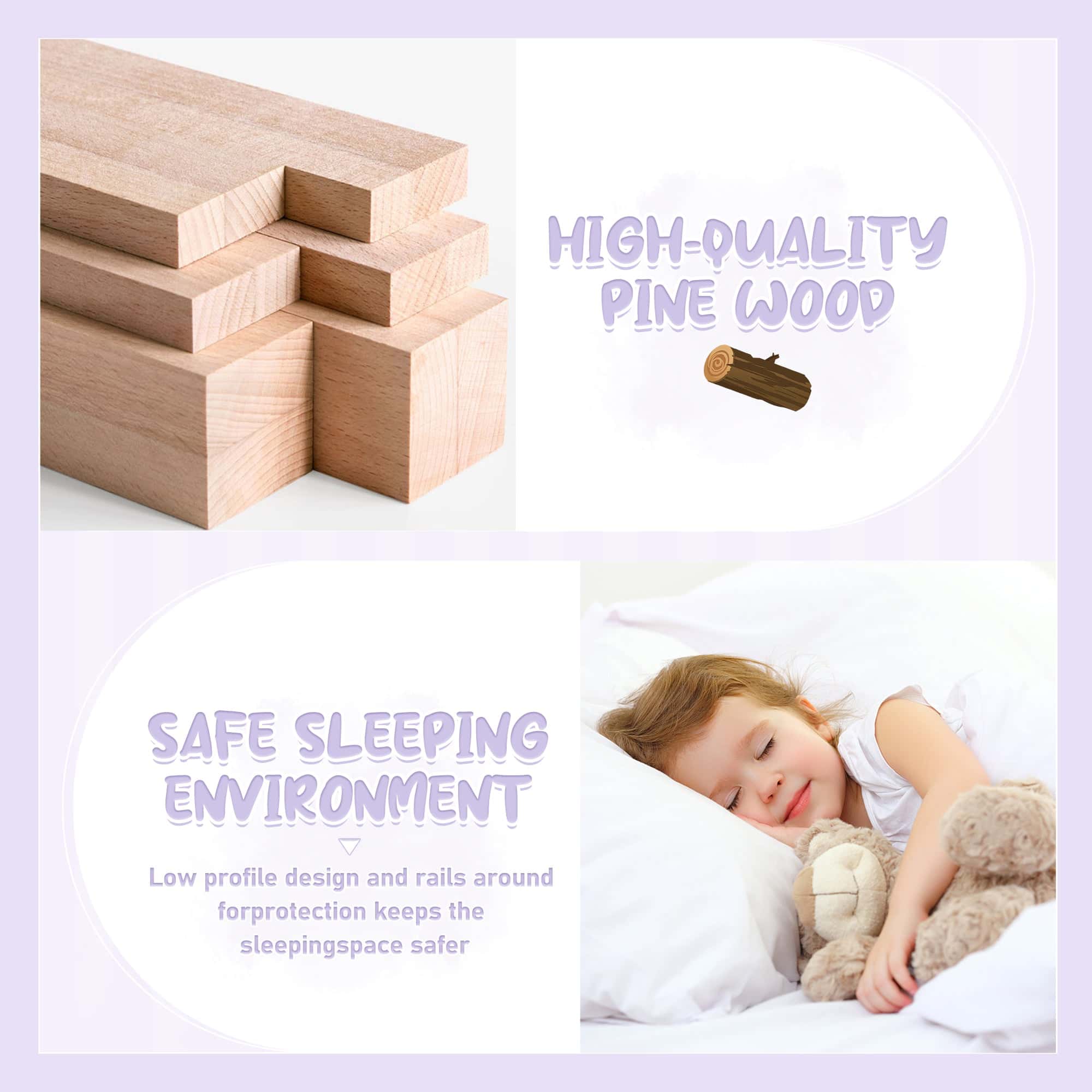 Full Size Bed Floor Bed with Safety Guardrails and Door for Kids, White(Old SKU: W158090689)