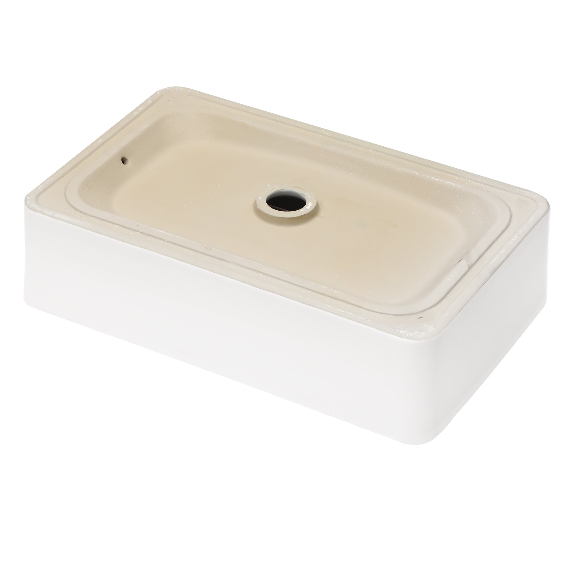 24"x16" White Ceramic Rectangular Vessel Bathroom Sink