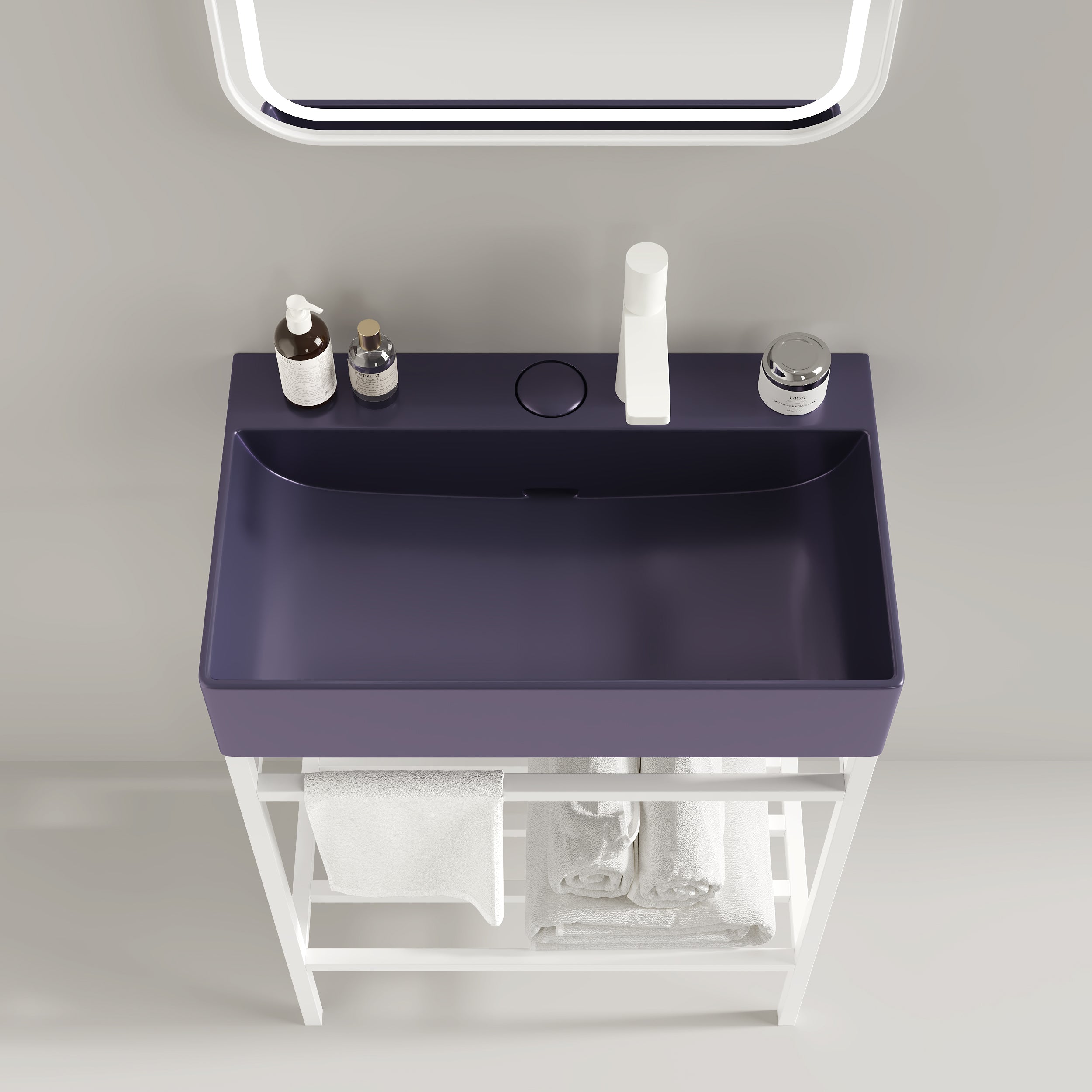LOFI 24'' Bathroom Sink without Cabinet, Purple Ceramic Basin