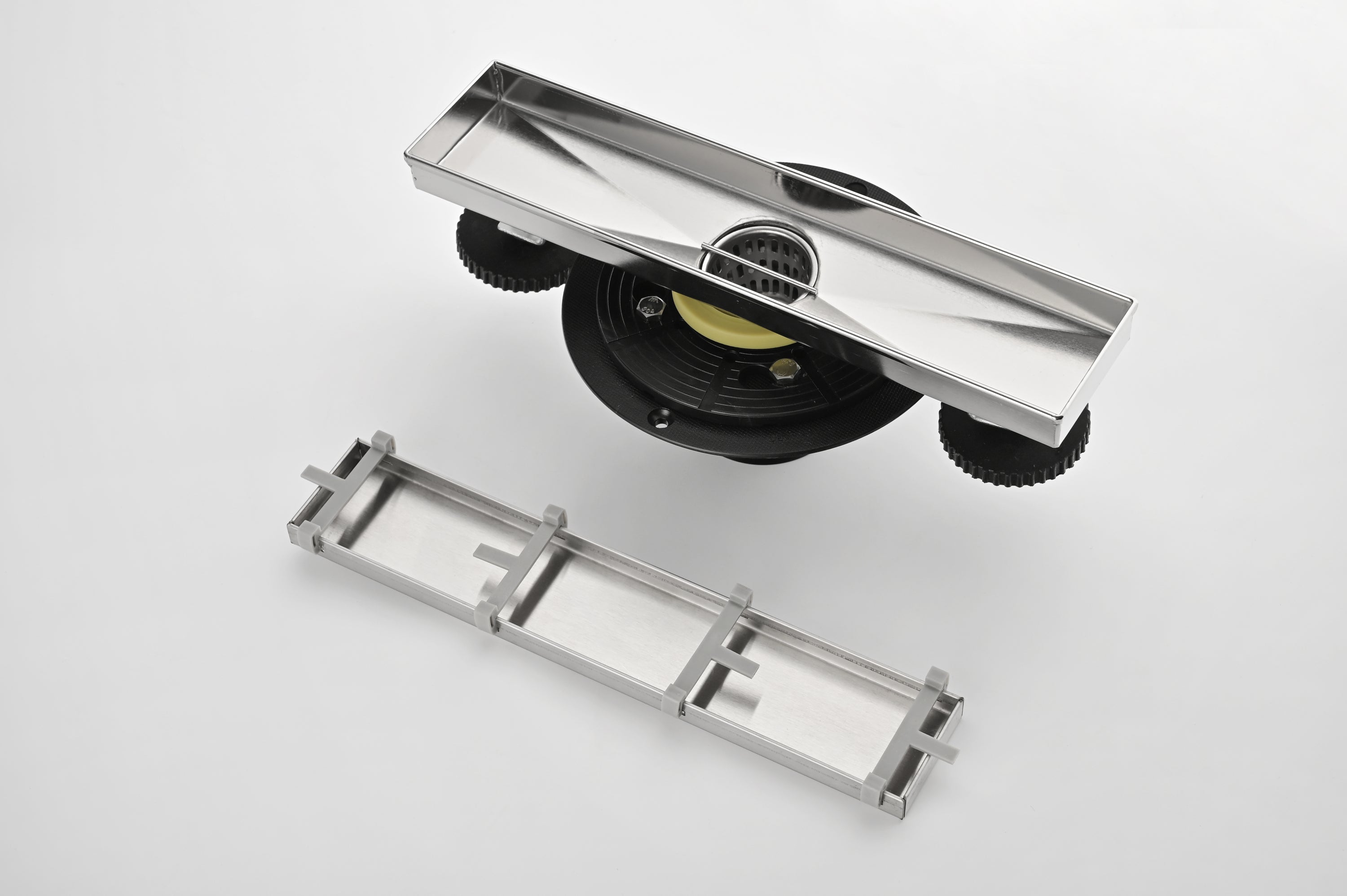 12 Inches Linear Shower Drain, Included Hair Strainer and Leveling Feet, Flange