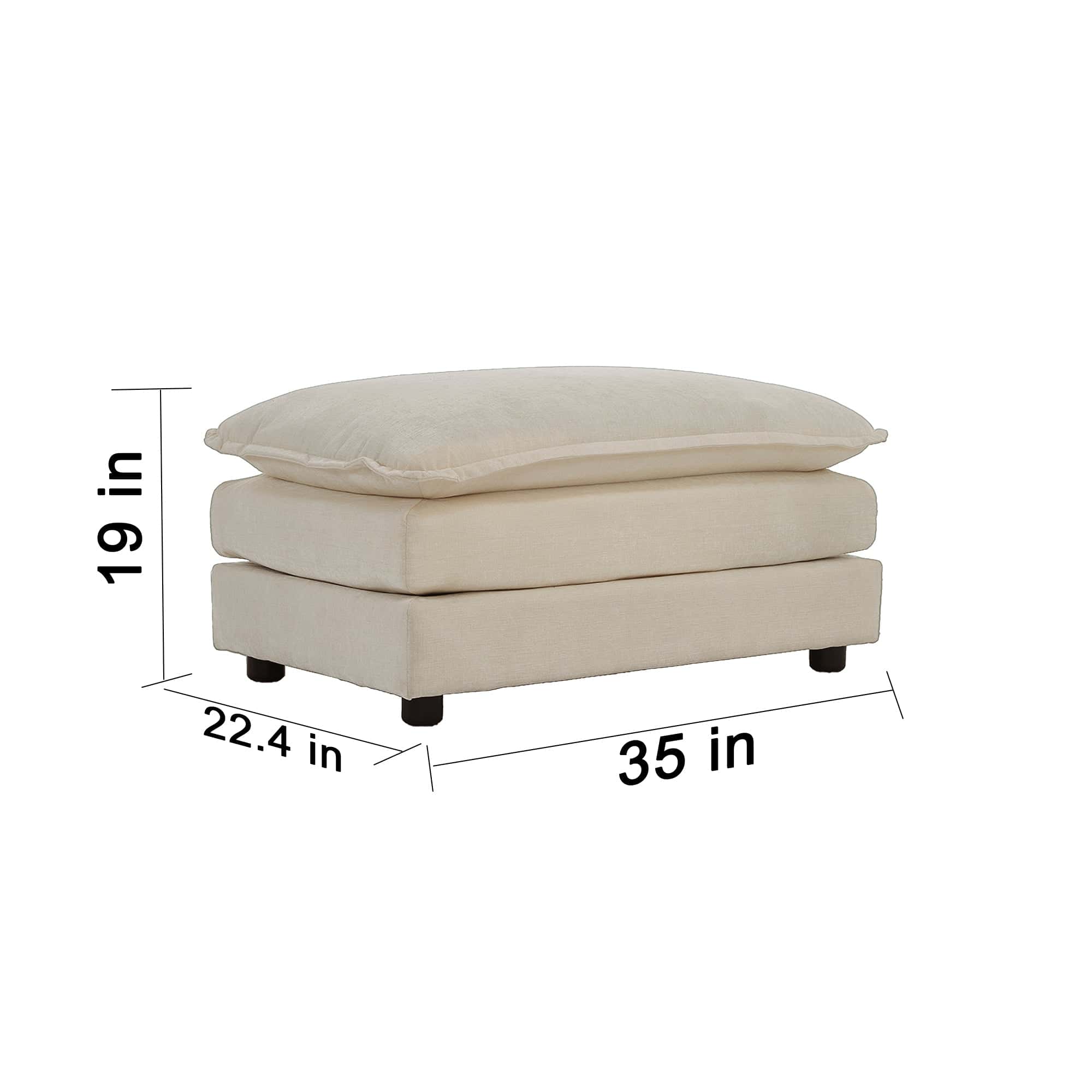 Chenille Fabric Ottomans Footrest to Combine with 2 Seater Sofa, 3 Seater Sofa and 4 Seater Sofa, Beige