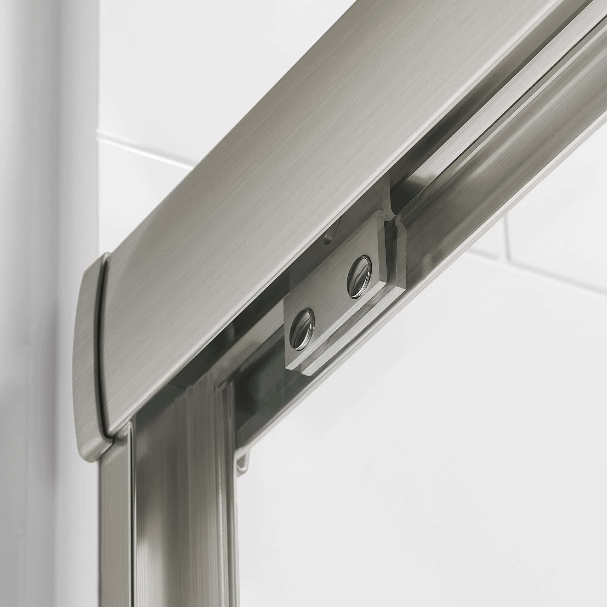 60"W x 60"H Bathtub Double Sliding Tub Shower Door with 1/4"(6mm) Clear Glass, Framed Tub Glass Shower Door, Brushed Titanium Finish