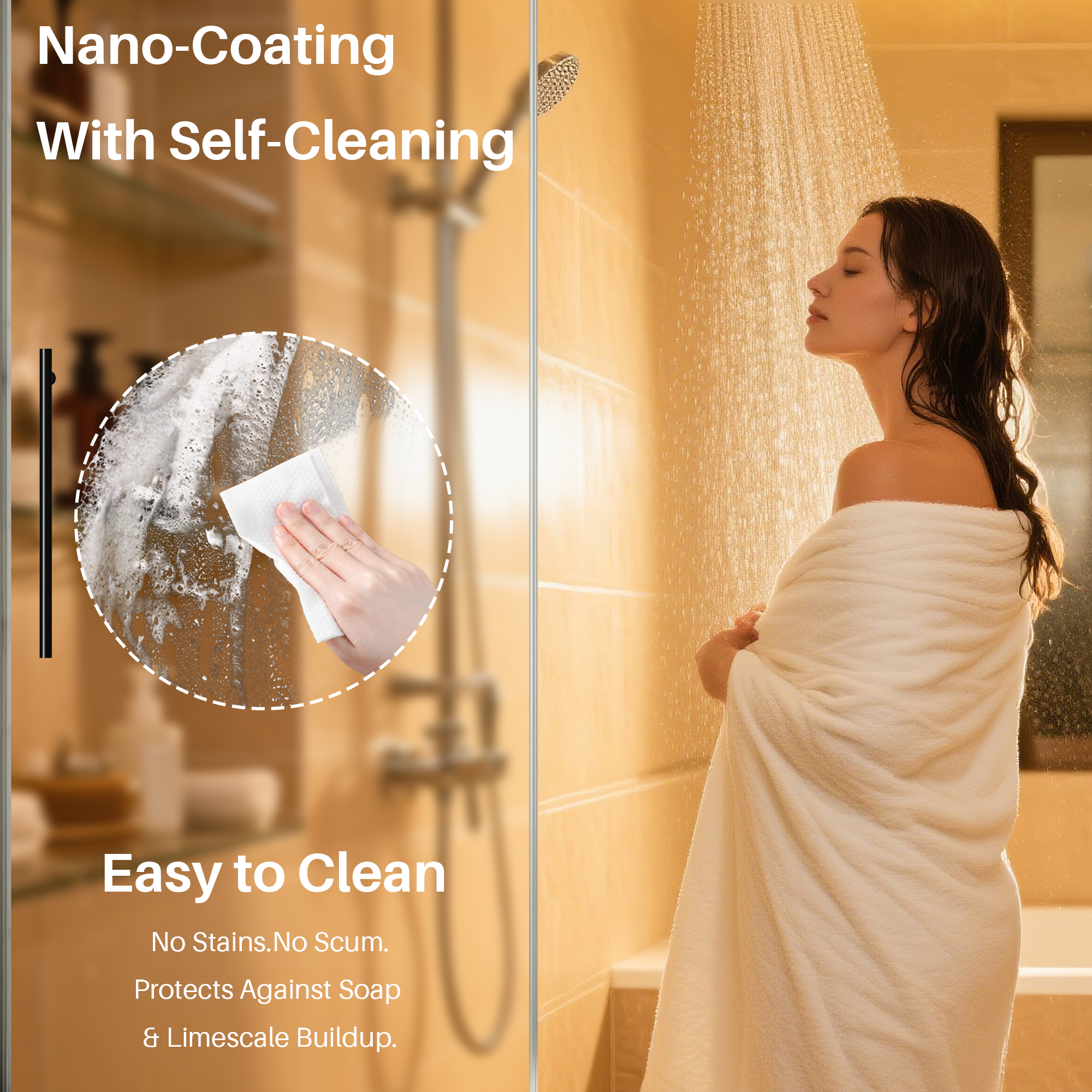 44-48 x 75 in Frameless Sliding Shower Door - 44-48 x 75 in / Brushed Nickel view 6