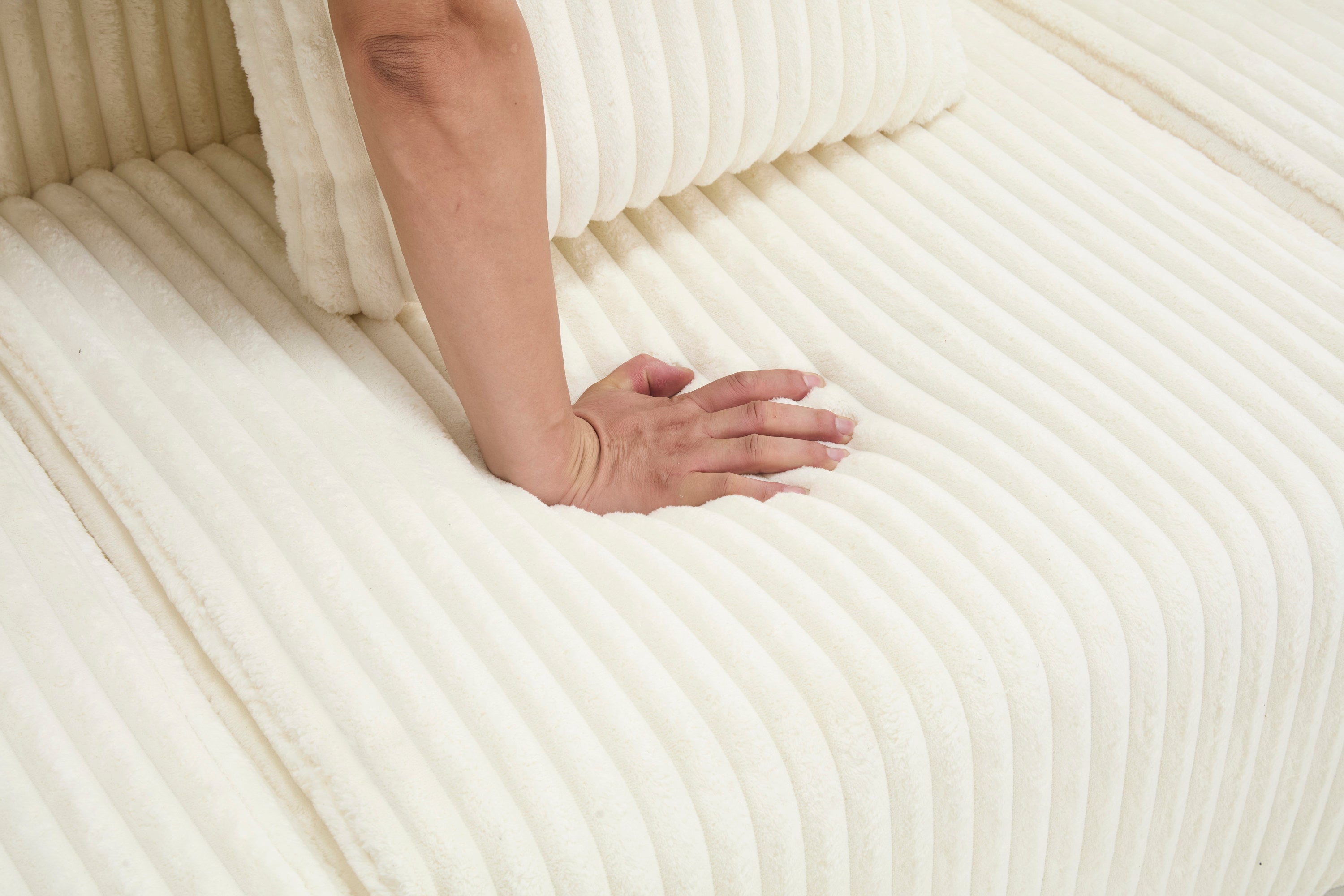 Modern Minimalist Modular Sectional Sofa,  L-Shape Upholstered Cloud Couch with Deep Seats, Right Facing Chaise for Living Room-White