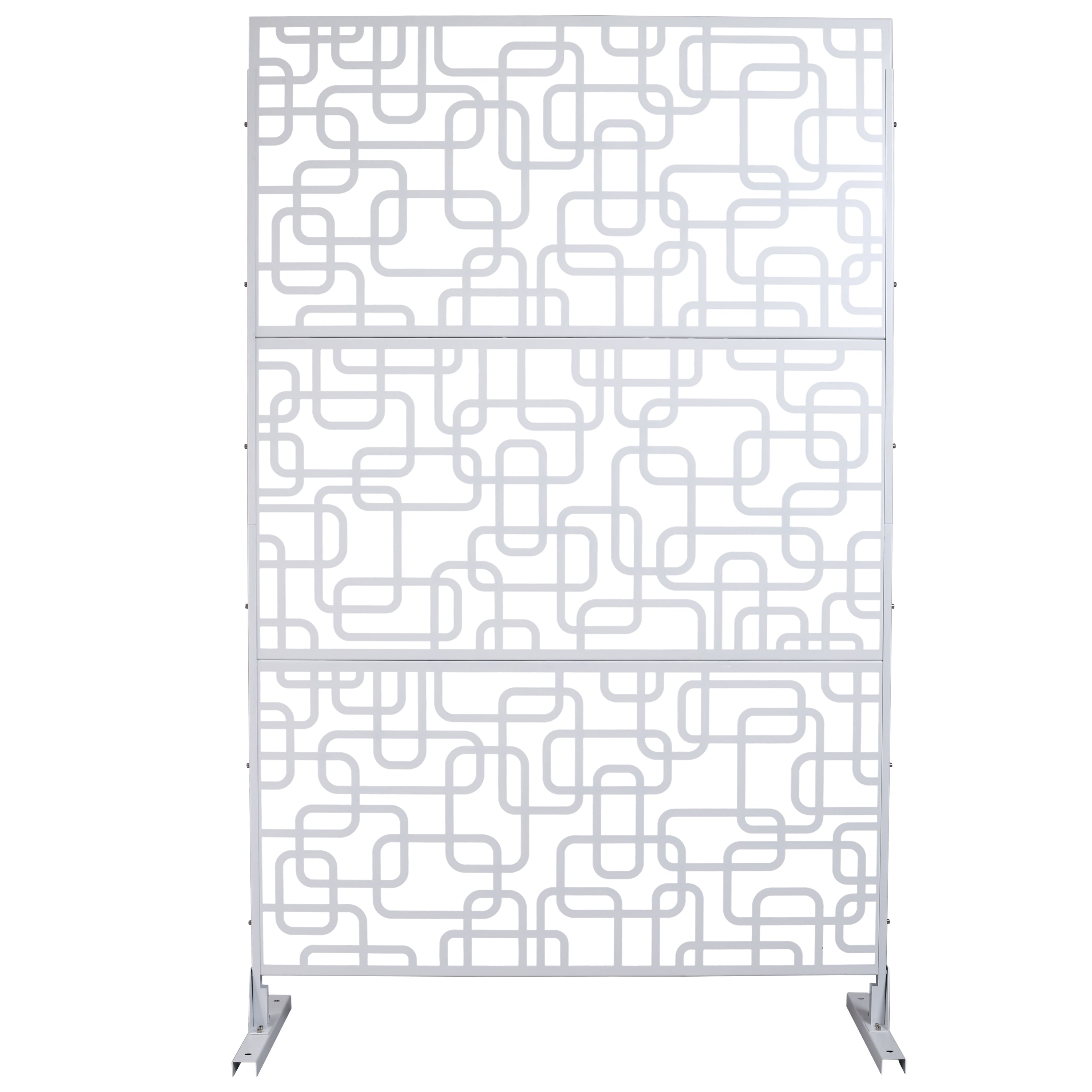 Outdoor & Indoor Privacy Screen Metal Privacy Screen 76" H×48" W, Freestanding Decorative Privacy Screen for Deck Balcony Patio, Privacy Fence Panels for Outside Lawn Garden PS114 WHITE