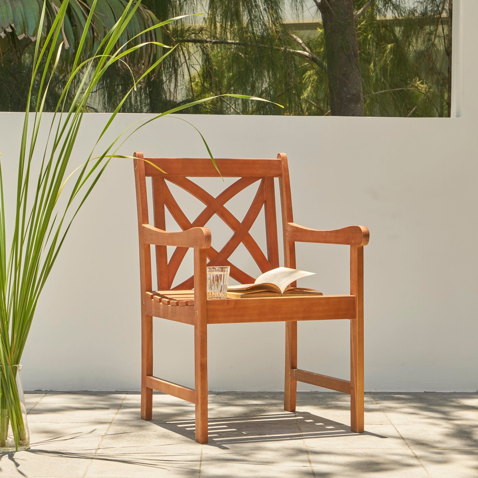 Heraldo Reddish Brown Tropical Wood Patio Armchair