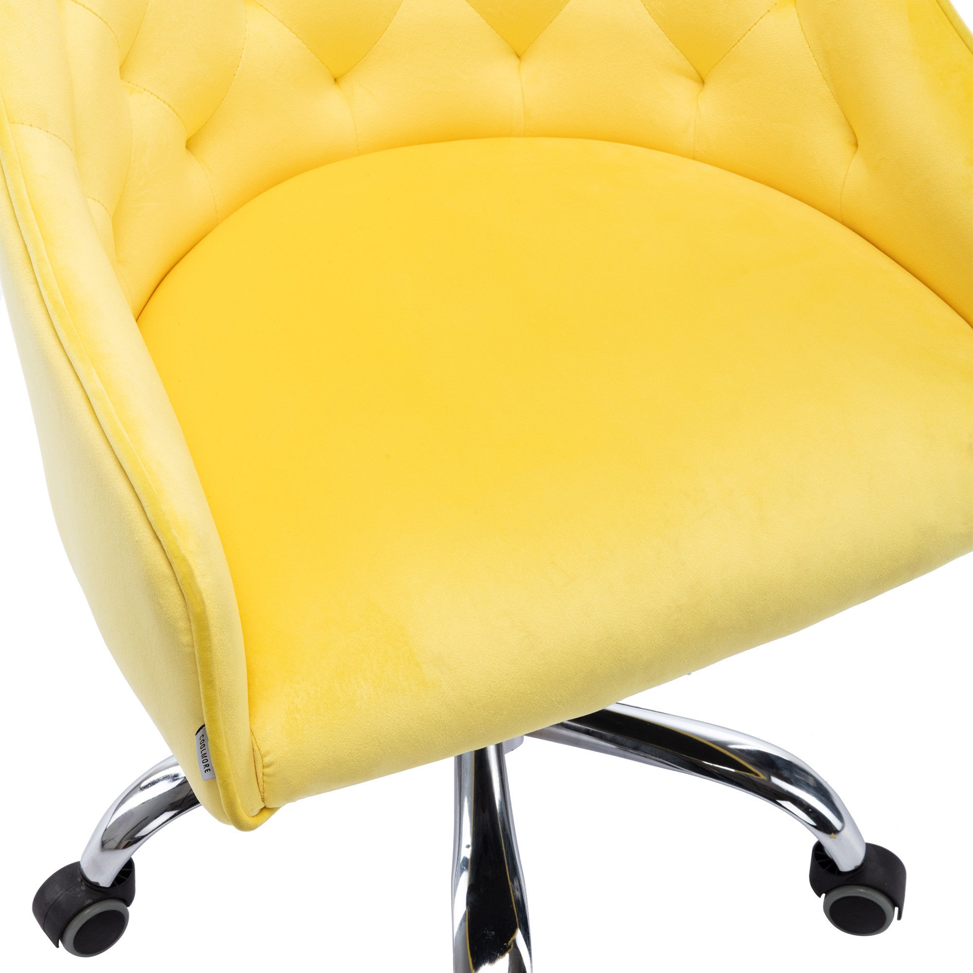 COOLMORE Velvet Home Office Desk Chair, Modern Cute Computer Chair, Wheels Swivel Height Adjustable Swivel Task Chair for Home Office (Yellow Velvet)
