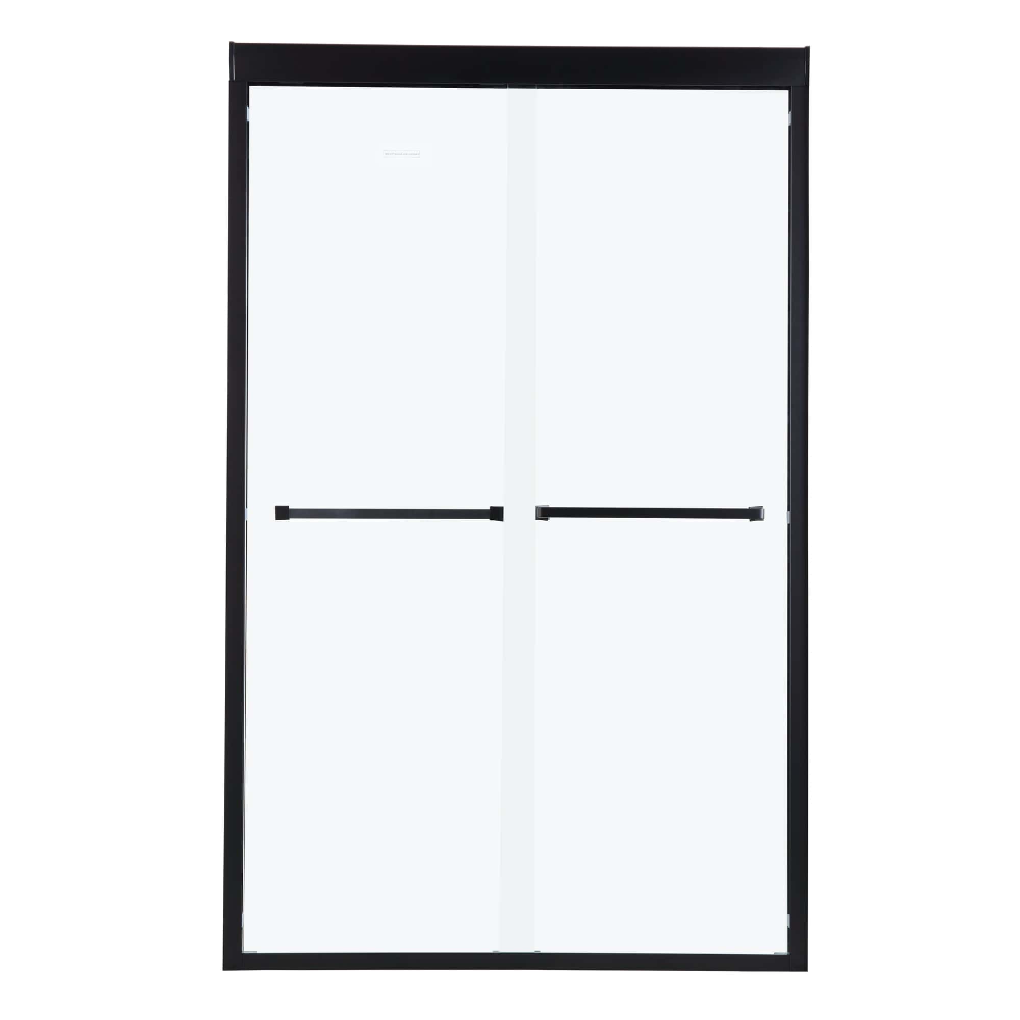 Shower Door 48" W x 76"H Double Sliding Shower Enclosure, Matte Black