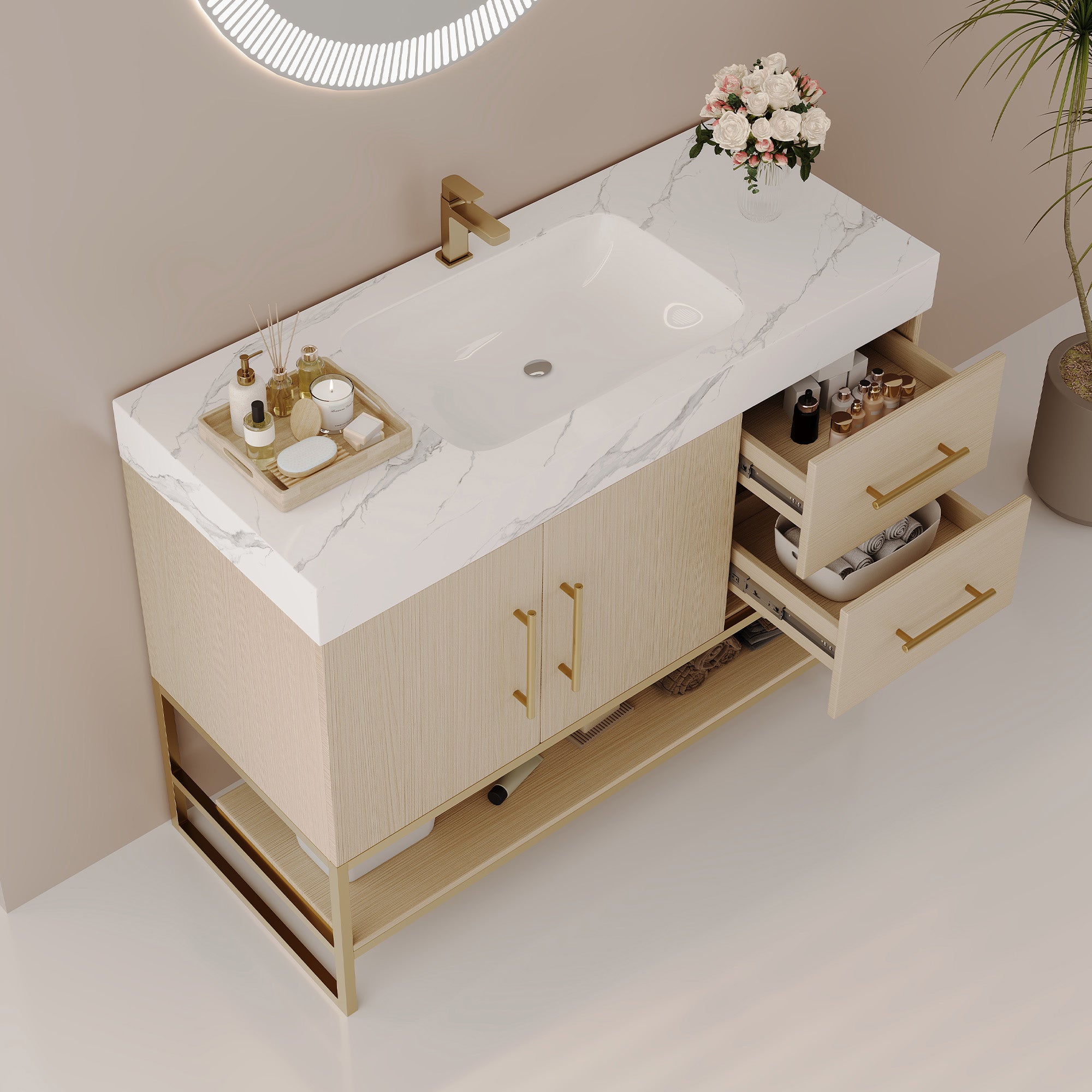 36-inch modern bathroom vanity, side profile view