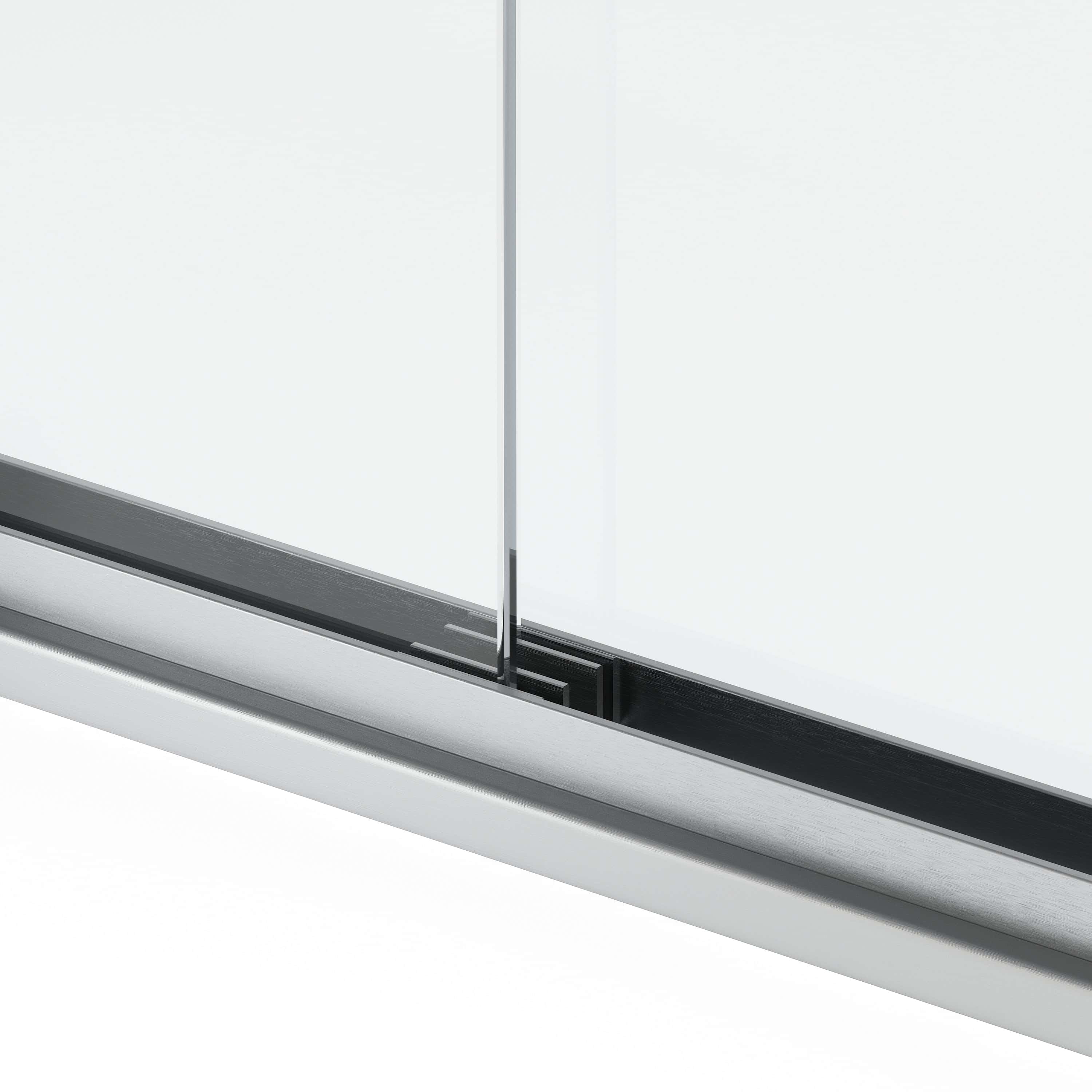 Frameless Double Sliding Glass Shower Doors, 60"W x 76"H with 3/8"(10mm) Clear Tempered Glass, Brushed Nickel Finish