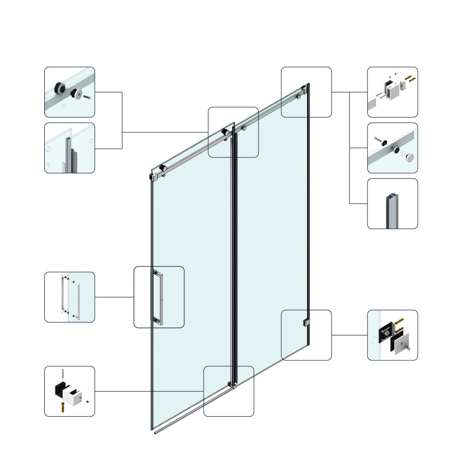 60 x 76 in Fixed and Sliding Square-Tube Shower Door - 60 x 76 in / Matte Black view 2