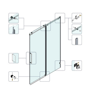 60 x 79 in Fixed and Sliding Square-Tube Shower Door - 60 x 79 in / Matte Black view 2