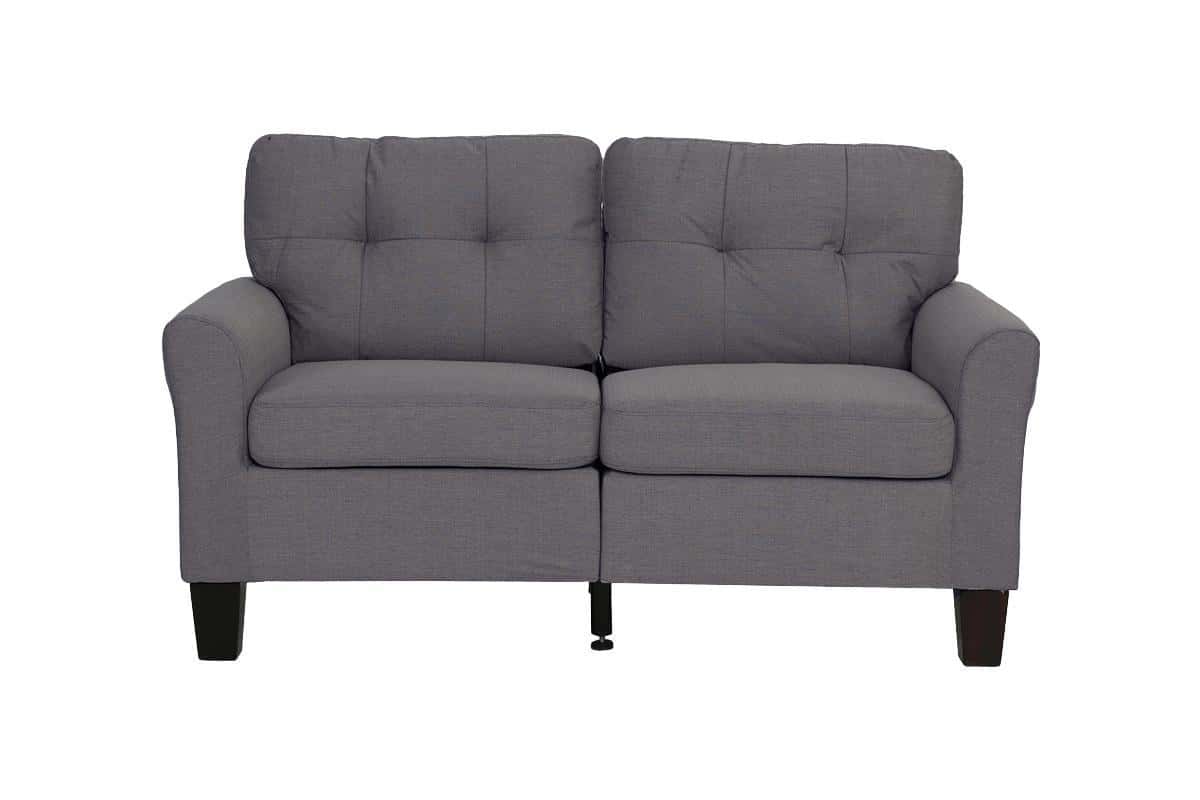Living Room Furniture 2pc Sofa Set Sofa And Loveseat Charcoal Glossy Polyfiber Plywood Solid pine