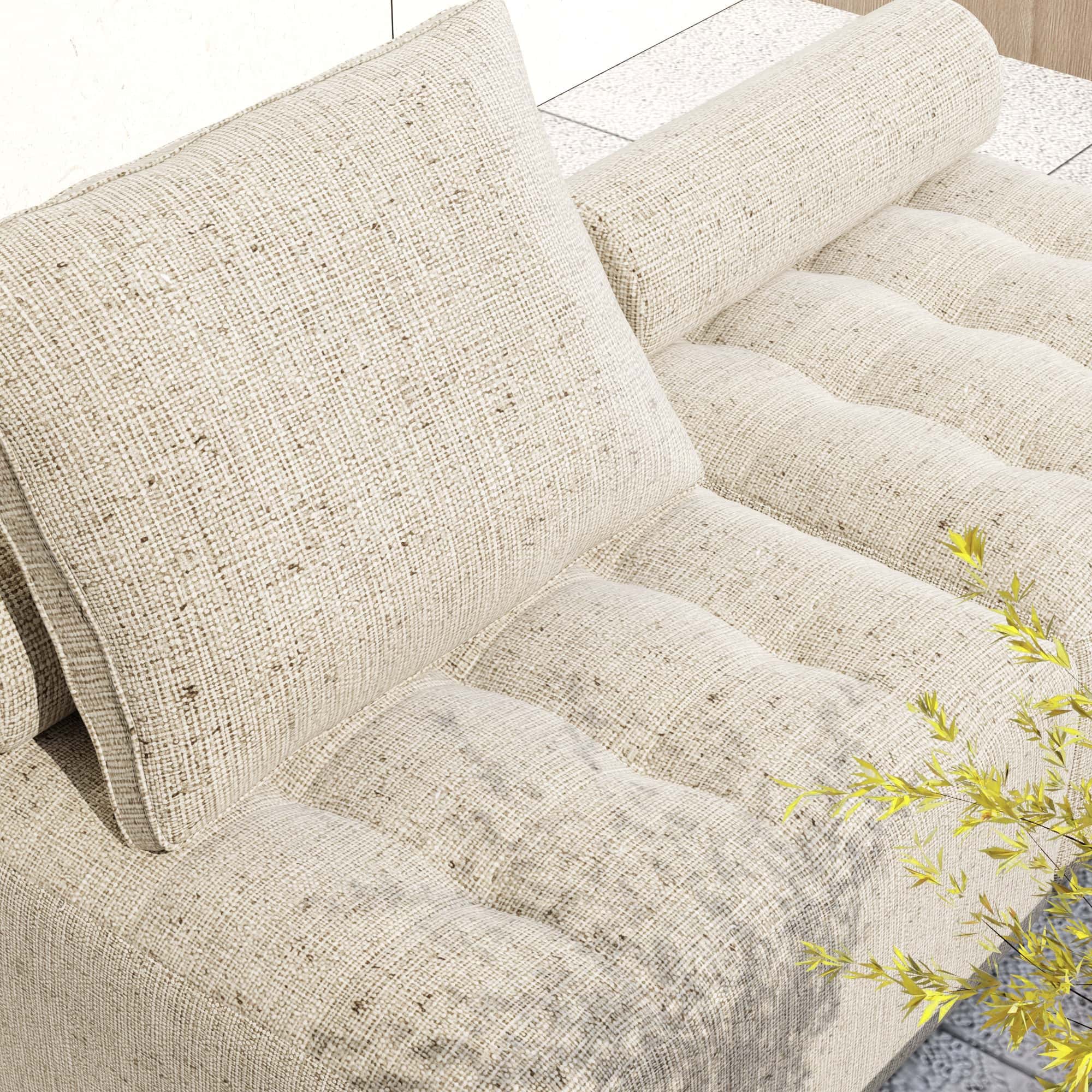 Outdoor Modular Sofa, with Aluminum Structure, Support Cushion and Back Cushion Cover-Removable, Fade-resistant, Waterproof Sofa Cover Included,Light Brown(The rate : Based on a single piece )